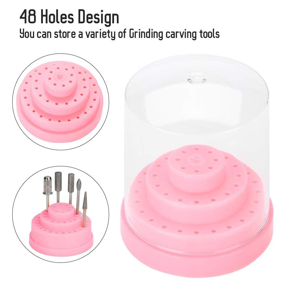 48-Hole Professional Nail Drill Stand Holder - Durable Plastic Nail Art Drill Bit Organizer Box for Manicure & Pedicure Tools - Perfect for Salon, Home & Travel Nail Care Organization