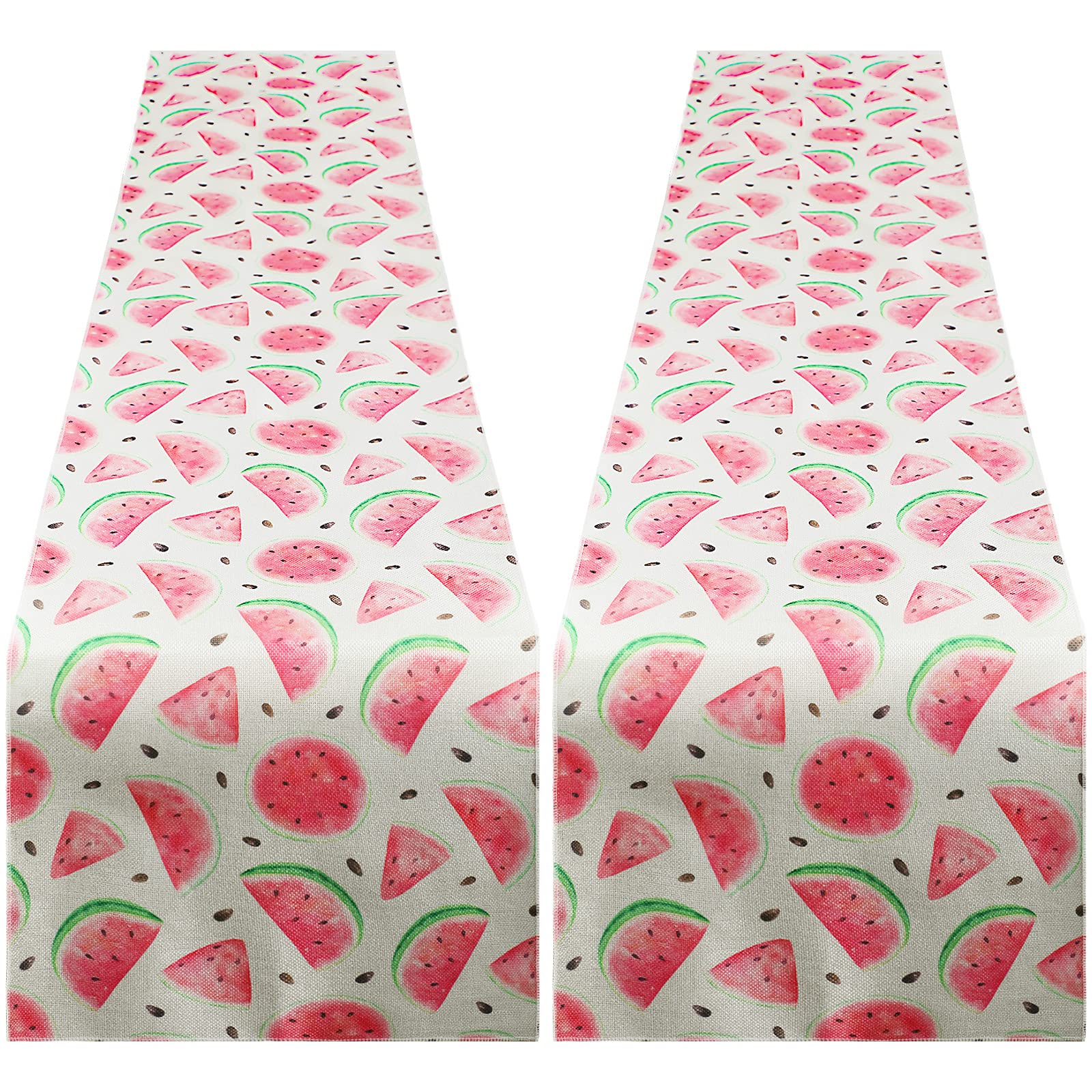 Watermelon Themed Outdoor Table Runner - Colorful Summer Tablecloth for Wedding, Party, Home, Garden, Kitchen & Office Decor (2-Piece Set) - Perfect for Picnics, BBQs & Outdoor Dining