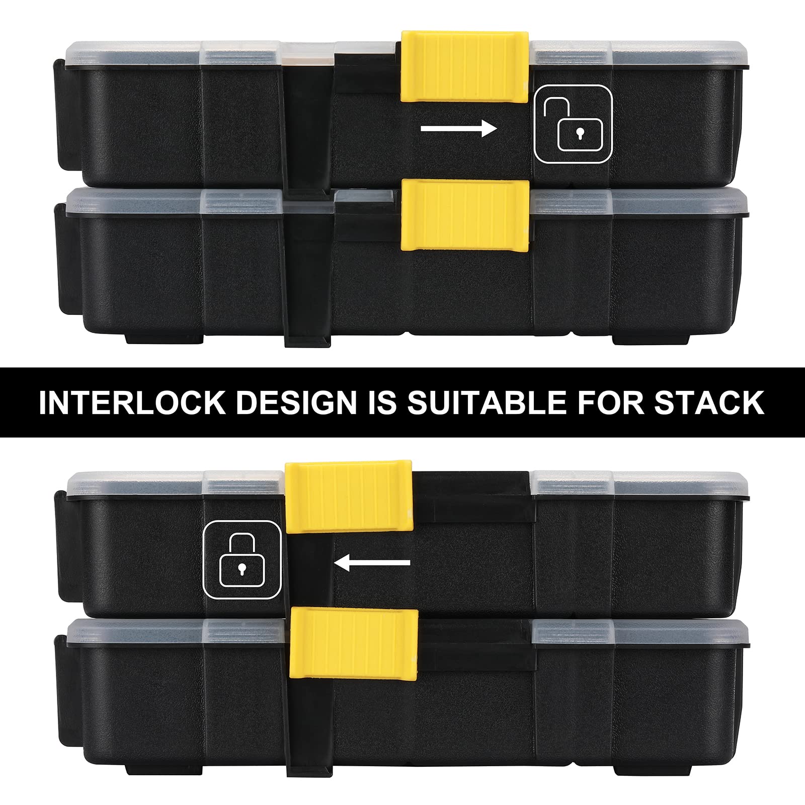 Mayouko Stackable Plastic Toolbox Organizer - Interlocking Small Parts Storage with Compartments for Screws, Nails & Hardware (2-Piece Set) - Perfect for Garage, Workshop & DIY Projects