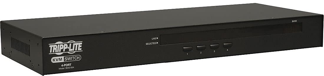 Tripp Lite B042-004 4-Port USB PS2 KVM Switch with On-Screen Display - 1U Rackmount for Server Control & IT Management | Perfect for Data Centers, Server Rooms & Network Administration