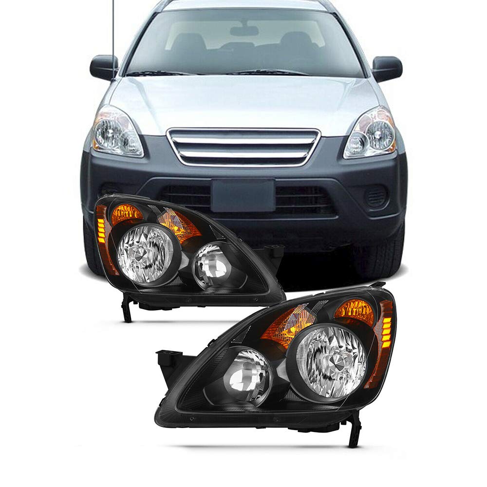 OIICMPX 2005-2006 OE Style Black Headlights with Amber Signal - Halogen Replacement Pair for Improved Night Visibility - Perfect for Ford F-150, Chevy Silverado & Dodge Ram Upgrades