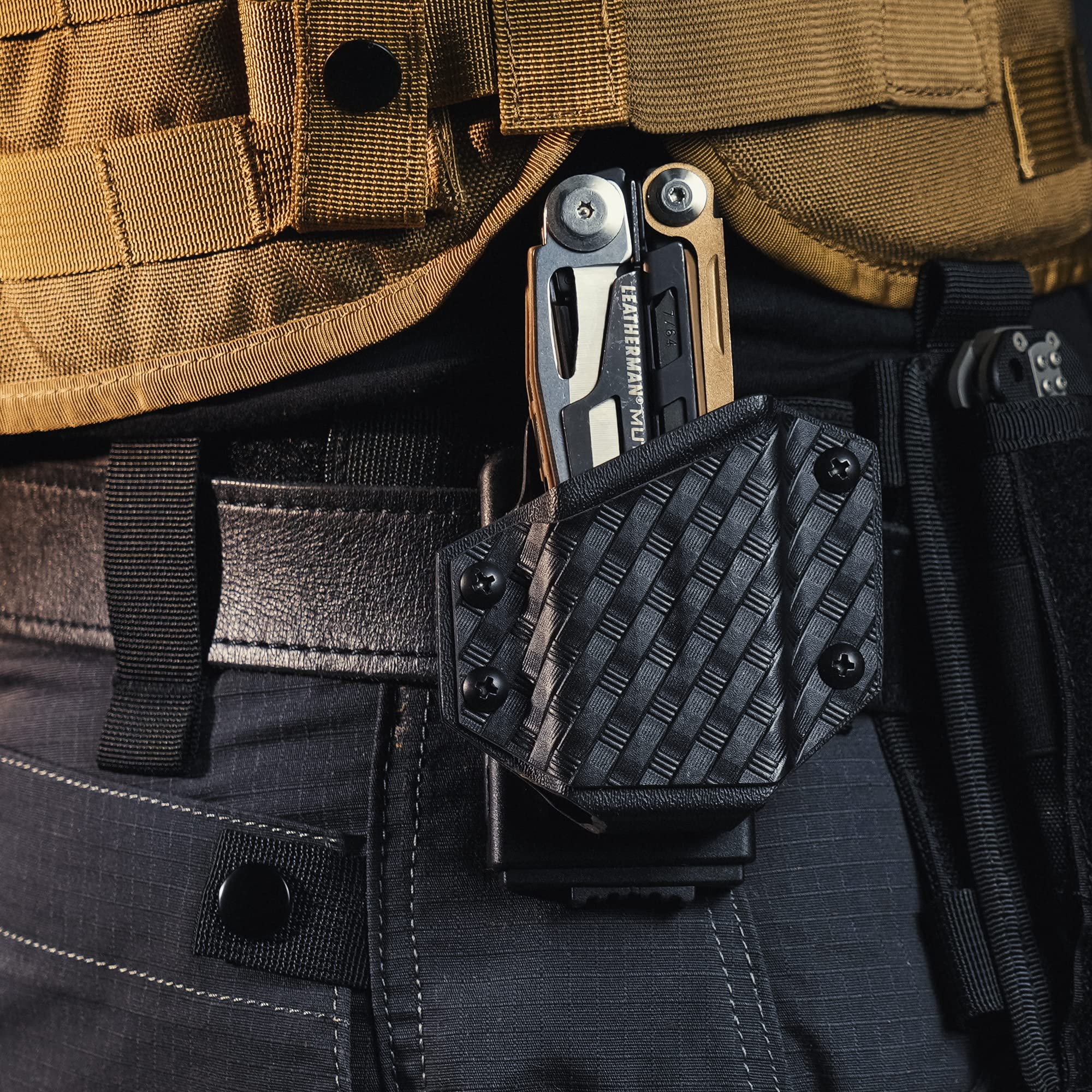 TACTICAL GEEK TX1 Multi-Tool Sheath - Adjustable EDC Multi Tool Holder Holster with Belt Clip (Black) - Perfect for Camping, Hiking, Outdoor Adventures & Everyday Carry - Multi-Tool Not Included
