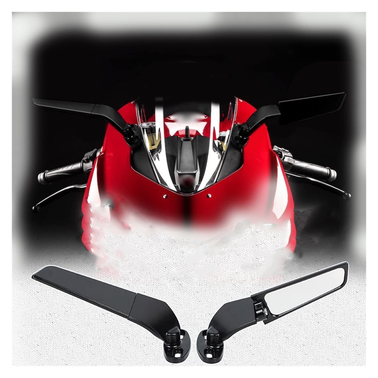 NABRAND Adjustable Rotating Side Mirrors for Ducati Panigale V2 V4 V4S 899 959 1199 - Black Motorcycle Rearview Mirrors with Wind Wing - Perfect for Racing, Commuting & Custom Bike Upgrades