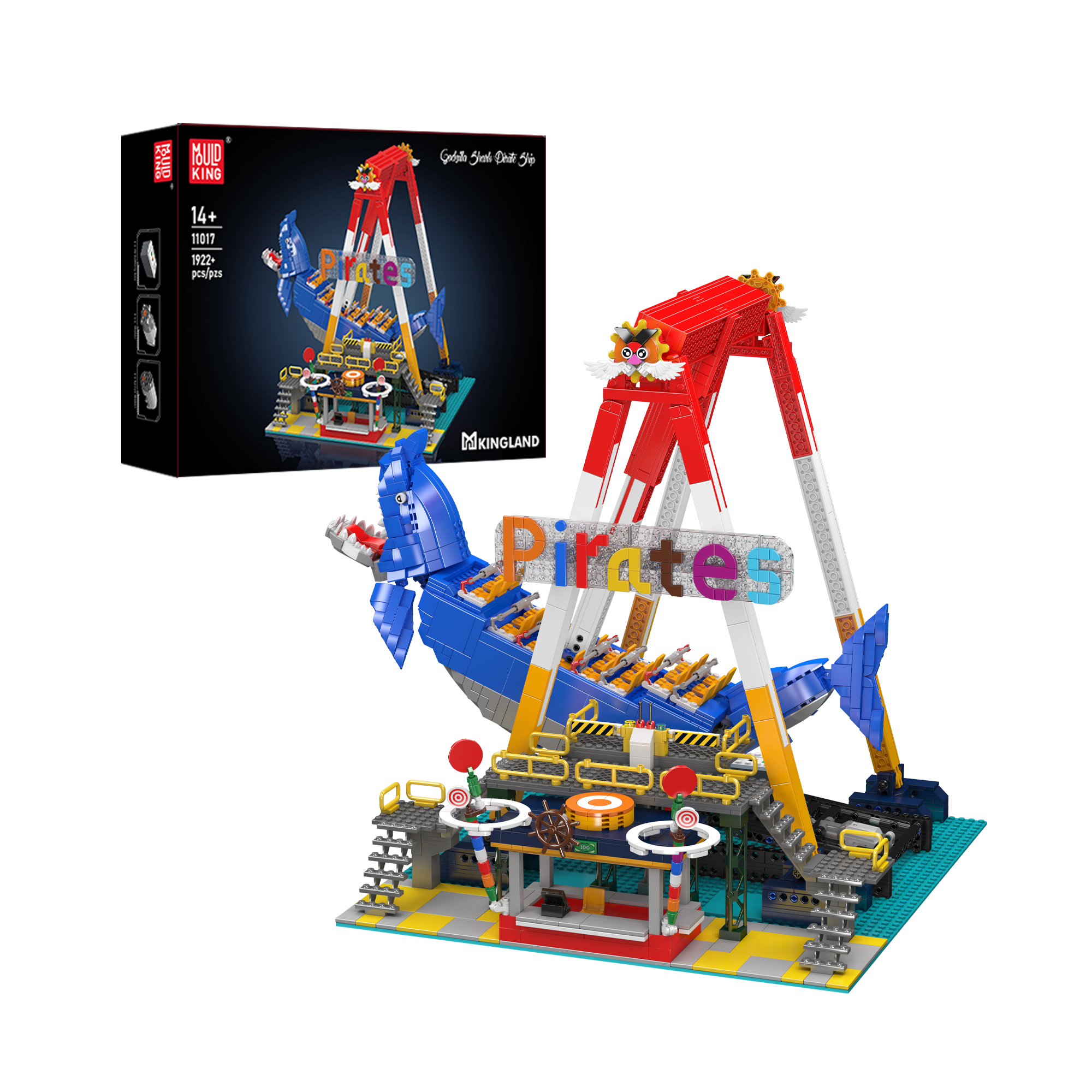 Mould King 11017 Electric Shark Pirate Ship Ride Building Set - 1922 Piece STEM Toy for Kids & Adults | Creative Play, Birthday Gift, Home Decoration, Collector's Display