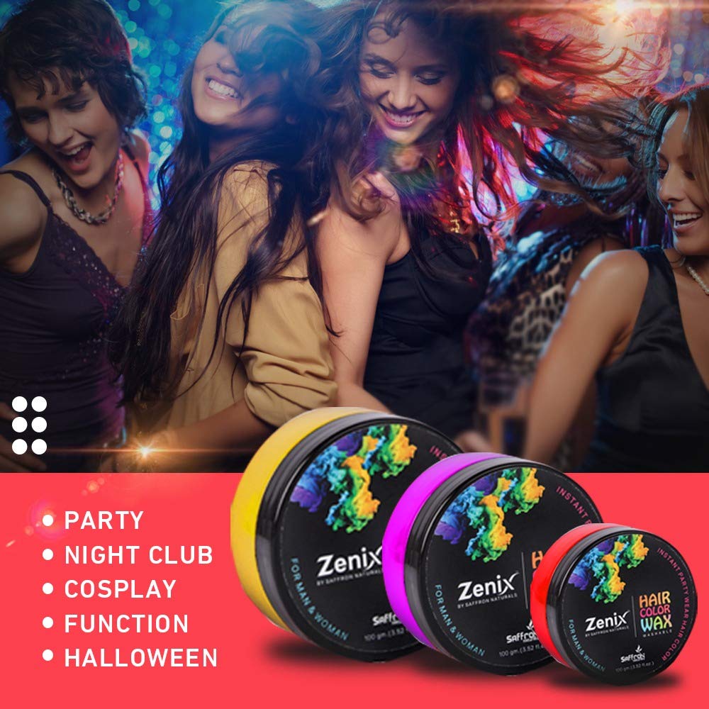 Zenix Temporary Hair Color Wax - Washable Instant Hair Dye for Men & Women (Green, Pack of 2, 200g) | Quick Styling for Parties, Halloween & Cosplay