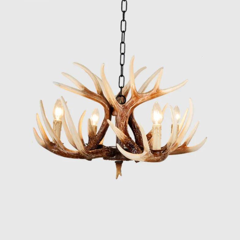 Vintage Faux Antler Candle Holder Chandelier - Rustic Home Decor for Cabin, Lodge & Farmhouse Lighting - Perfect for Dining Room, Bedroom or Wedding Centerpiece