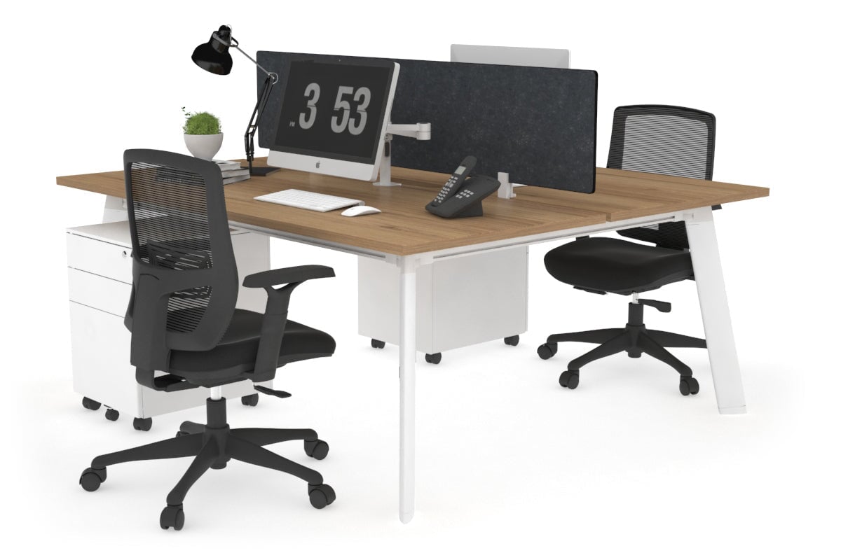 2 Person Workstation with White Frame - 1800L x 800W Switch Desk with Cable Management Scallop for Office & Home Workspace