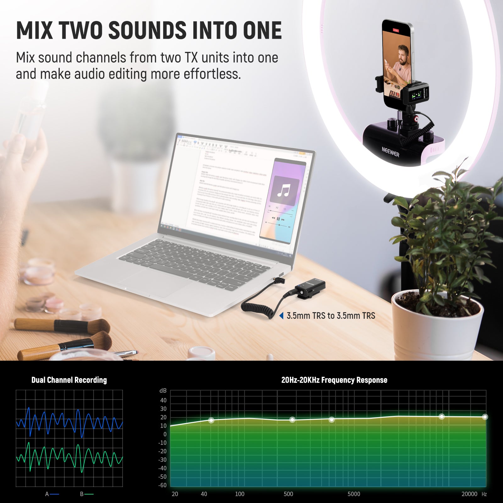 NEEWER CM28 PRO Wireless Lavalier Microphone System with Charging Case - Compact Clip-on Mic for YouTube, Podcasting, Interviews & Live Streaming