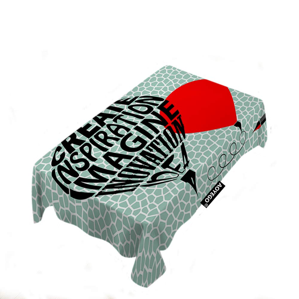 Creative Balloon Pen Design Rectangle Tablecloth 52x70 Inch - Polyester Fabric for Home, Party, Picnic & Outdoor Decor - Inspiring & Innovative Table Cover for Dining, Events & Celebrations