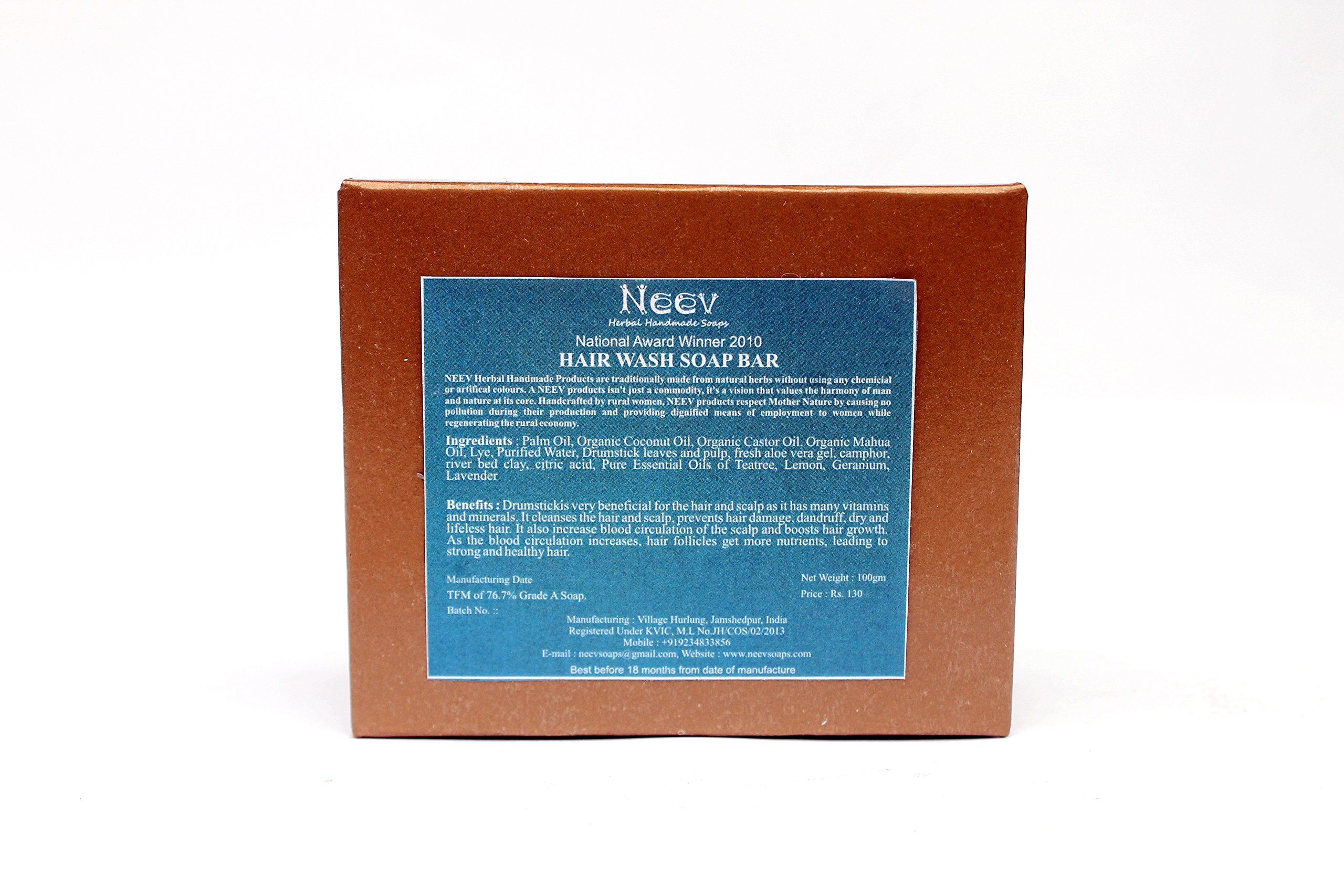 Neev Hair Wash Soap Bar with Drumstick & River Bed Clay - 100g Natural Shampoo for Healthy Hair | Perfect for Travel, Camping & Eco-Friendly Bath Routine