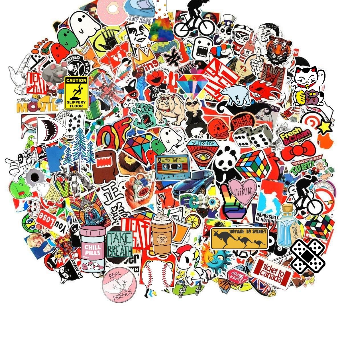 105PCS Music & Film Stickers Pack - Waterproof Vinyl Decals for Guitar, Skateboard, Laptop, Car, Luggage (4-6 Inch) - Cool Stickers for Teens & Adults, No Repeat Designs - Perfect for DIY Crafts, Room Decor, Gift Wrapping & Personalizing Accessories