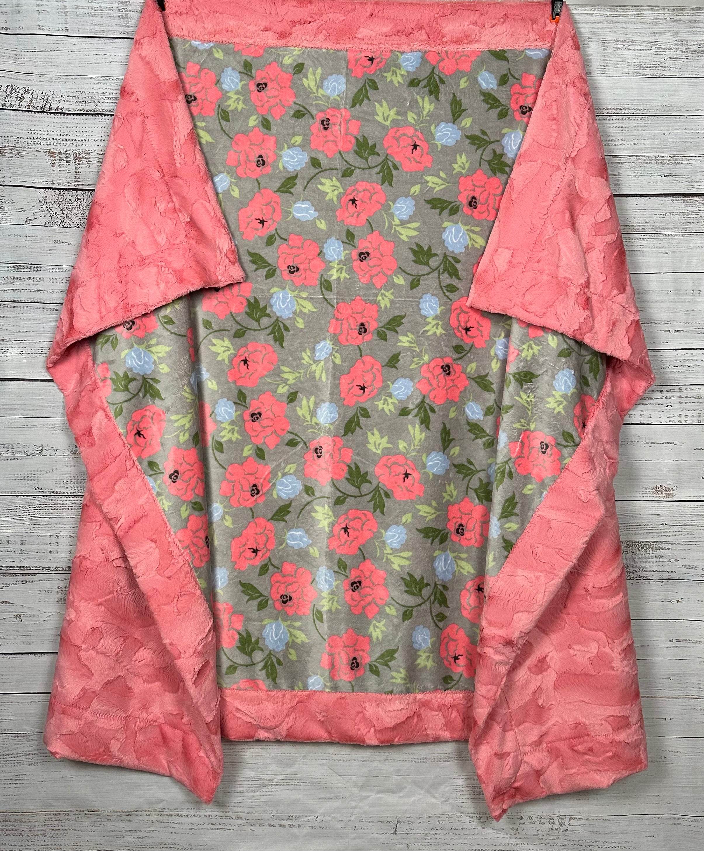 Rose Garden Coral Print Soft Fleece Blanket 55x75 Inches - Perfect for Cozy Nights, Sofa Throws, and Home Decor