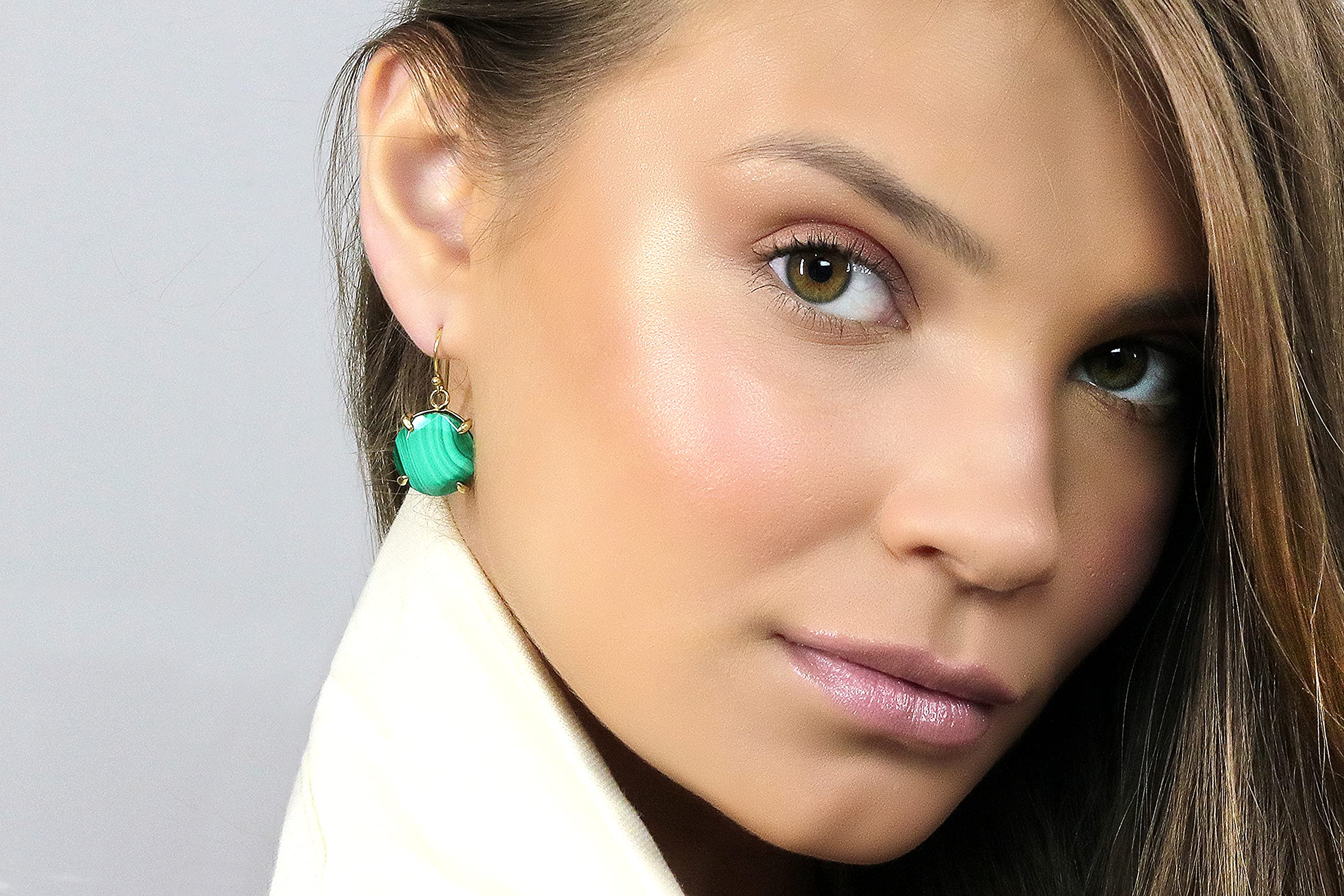 Anemone Malachite Earrings for Women - Handmade Gemstone Statement Jewelry - Elegant Bridal & Gift Earrings with Gift Box | Perfect for Weddings, Parties & Special Occasions