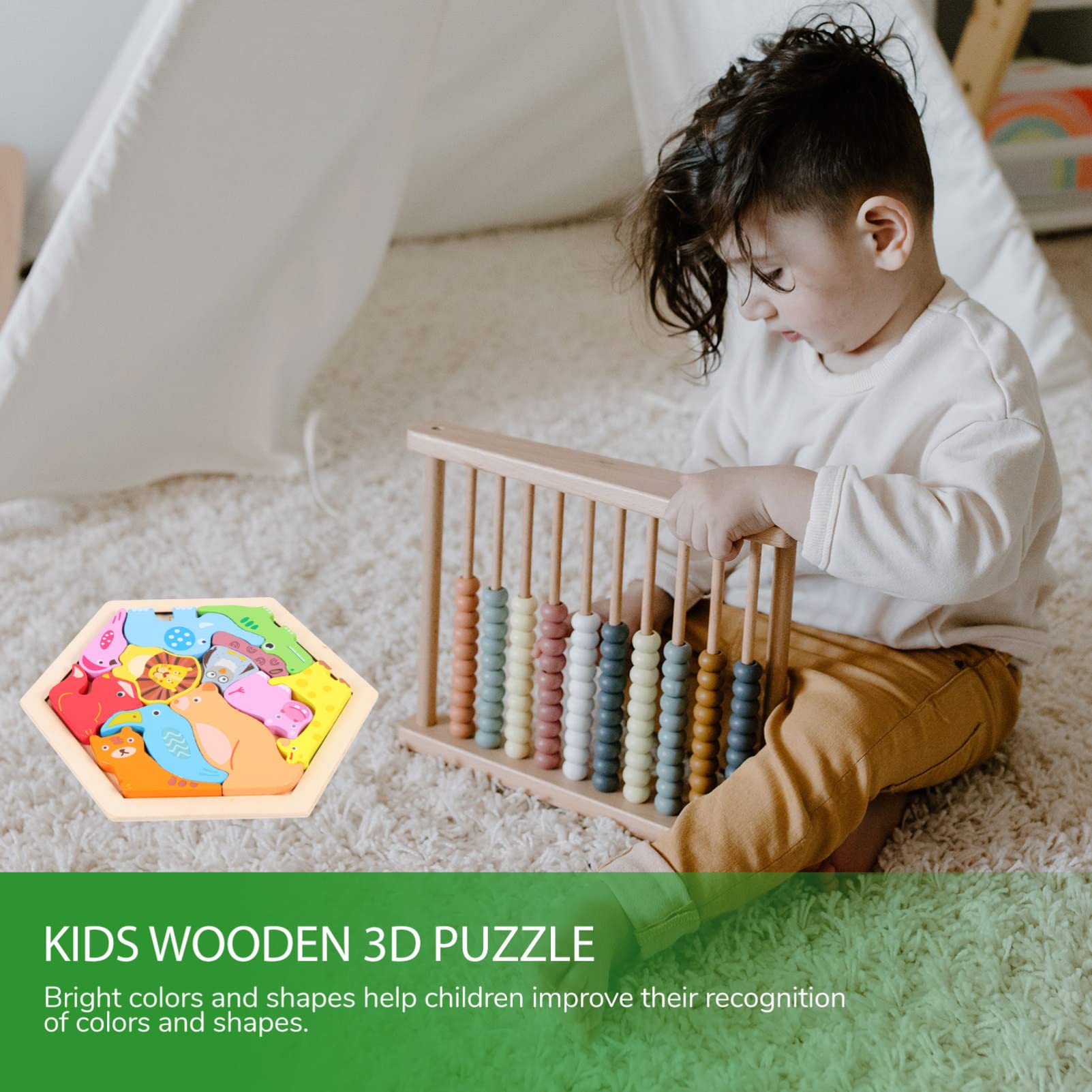 ibasenice Wooden Stacking Animal Puzzle - 3D Forest Jigsaw Building Toys for Toddlers & Preschoolers | Educational Travel Toys for Kids | Perfect for Early Learning, Road Trips & Family Game Nights