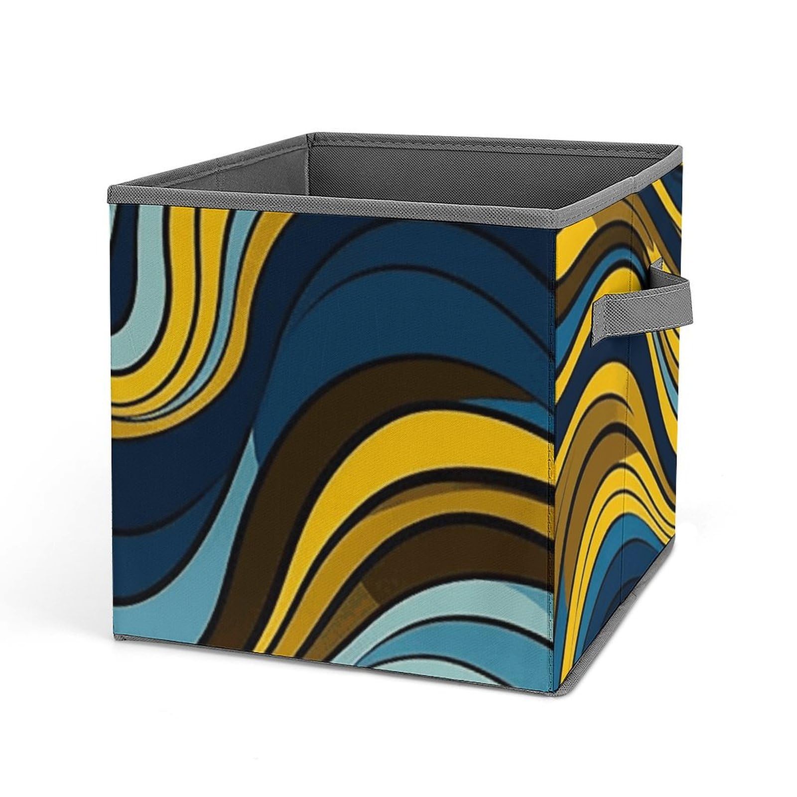 Wave Pattern Foldable Storage Cubes with Handles - Closet Organizer Bins for Cabinet, Shelf & Wardrobe Organization | Perfect for Bedroom, Kids Room & Office Storage