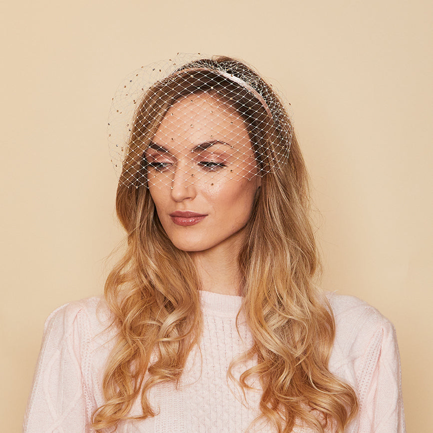 Halsey Satin Birdcage Veil - Elegant Wedding Face Cover with Delicate Lace Trim | Perfect for Bridal Accessories, Vintage Themed Weddings & Photo Shoots