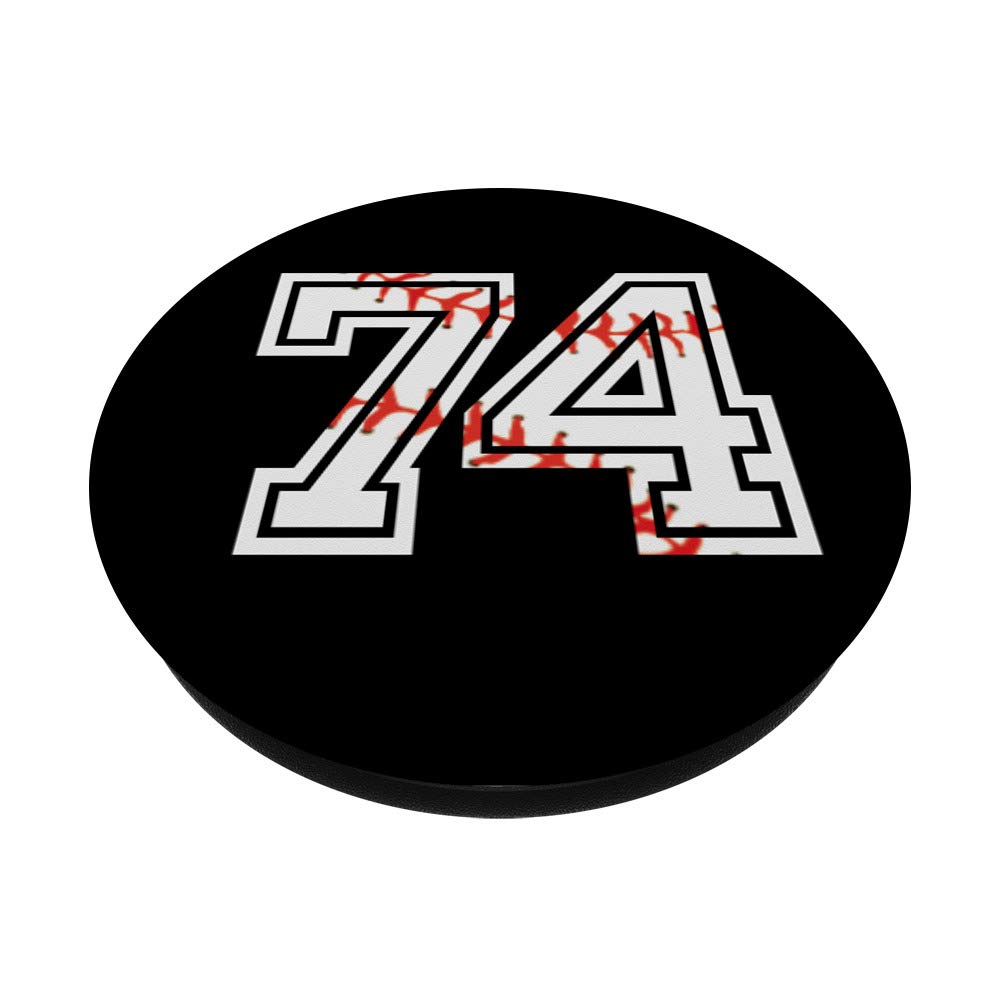 BASEBALL Player #74 Jersey Back No. 74 Sports Pit Ball Gift - PopSockets Grip and Stand for Phones and Tablets - Perfect for Fans, Games, and Everyday Use