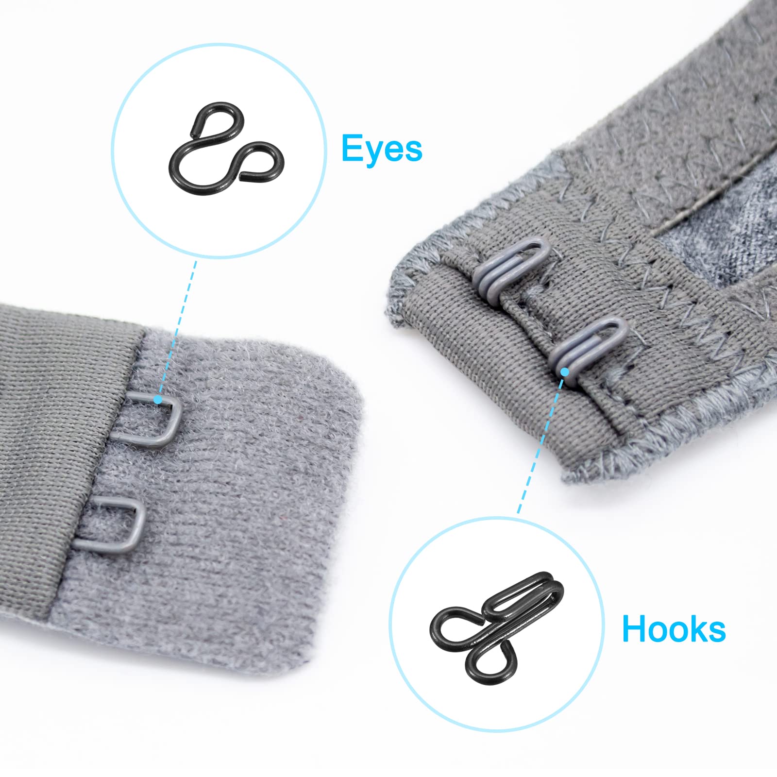 uxcell Sewing Hooks and Eyes Closure - Durable Bra Hooks & Clothing Fasteners for Bras, Skirts, Pants Repair - Perfect for DIY Sewing, Wardrobe Fixes & Garment Adjustments