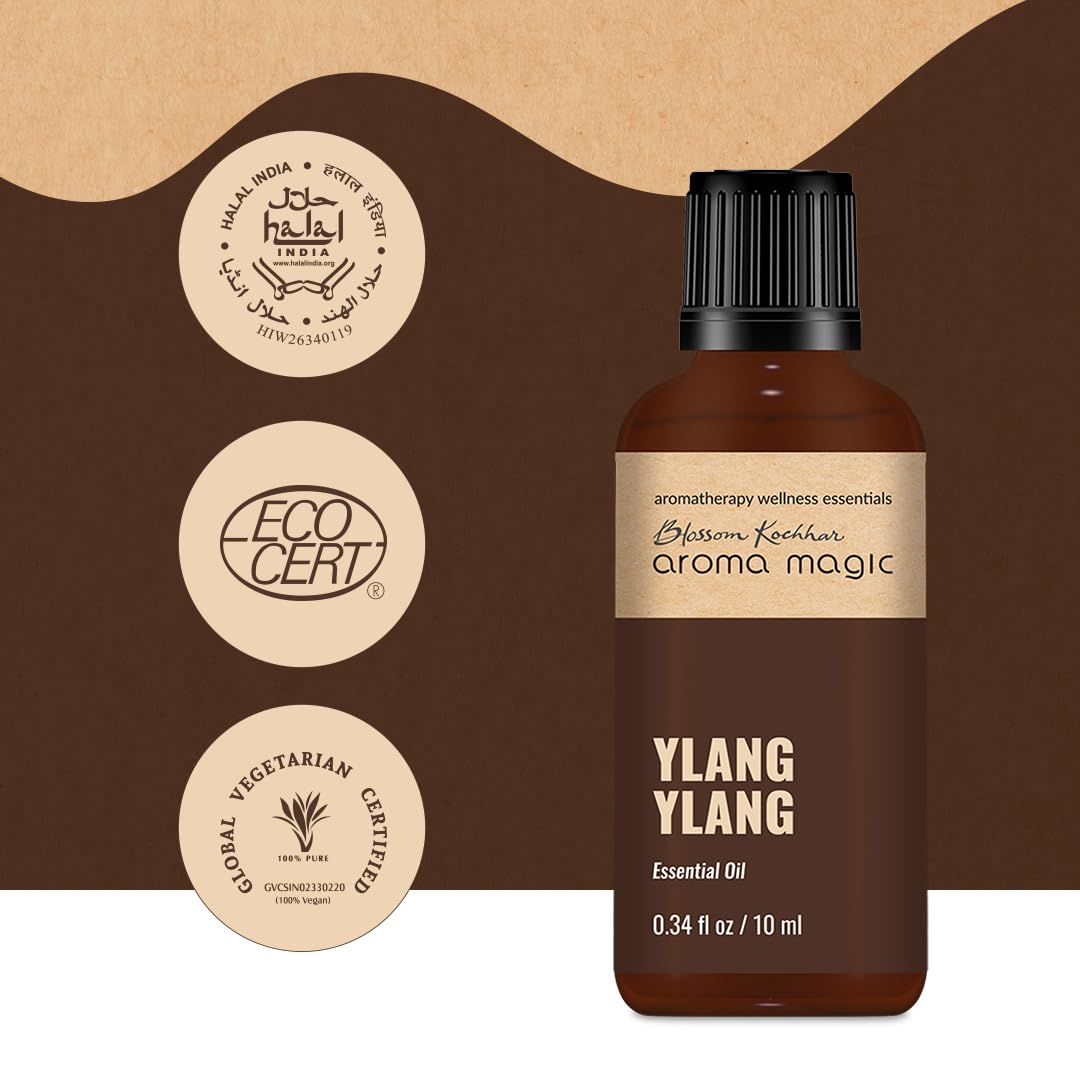 Aroma Magic Ylang Ylang Essential Oil - 100% Pure Natural for Aromatherapy, Diffuser, Massage, Hair & Skin Care | 0.67 Fl Oz/20ml | Relaxation, Stress Relief & Mood Booster | Perfect for Spa, Yoga & Home Use