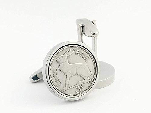 1942 Irish Threepence Coin Cufflinks - Unique 81st Birthday Gift for Men - Perfect for Anniversaries & Special Occasions