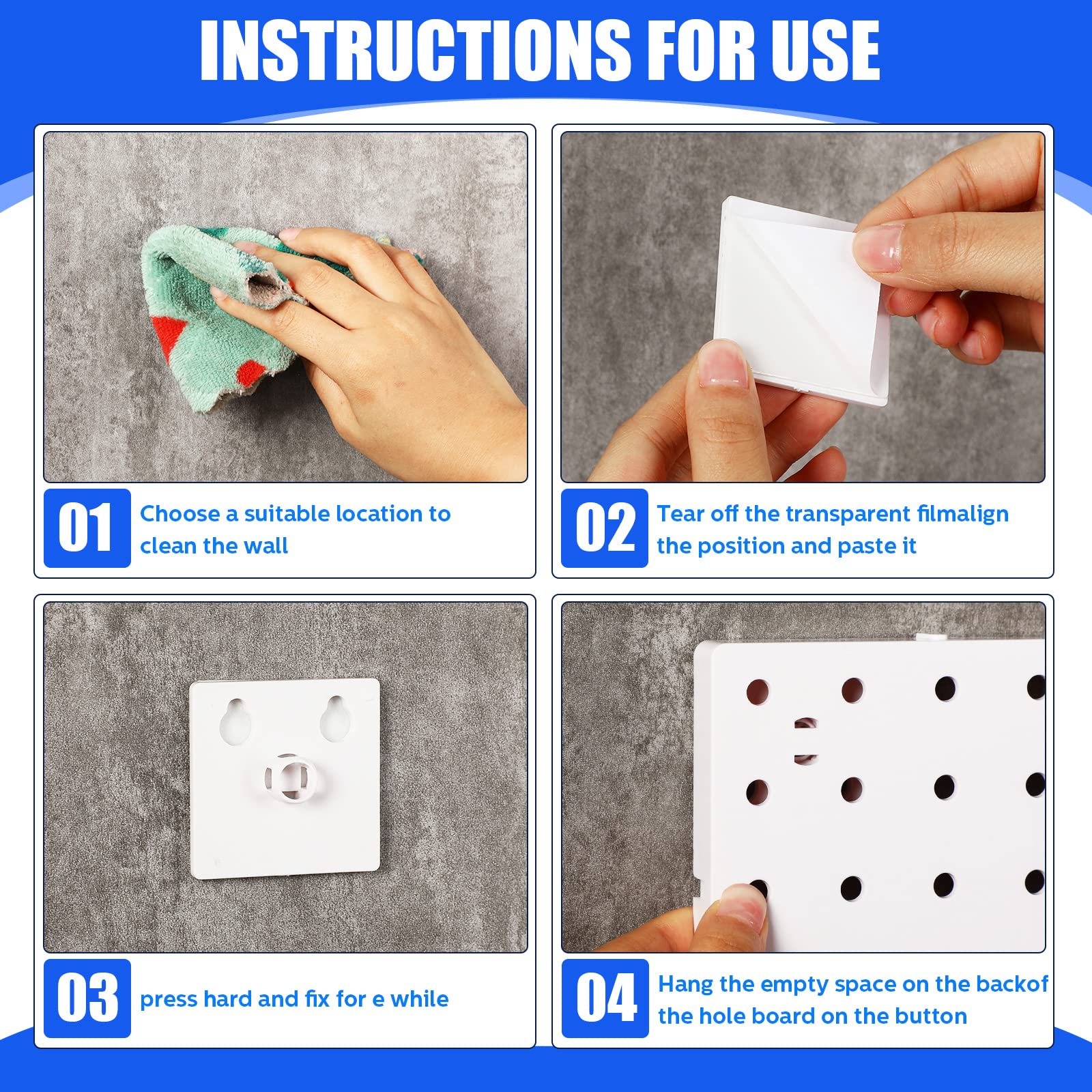 Chunful 58-Piece Pegboard Organizer Kit - Plastic Wall Mount Panel with Storage Boards, Buckets & Hooks - Perfect for Craft Room, Garage, Kitchen & Office Organization (White)