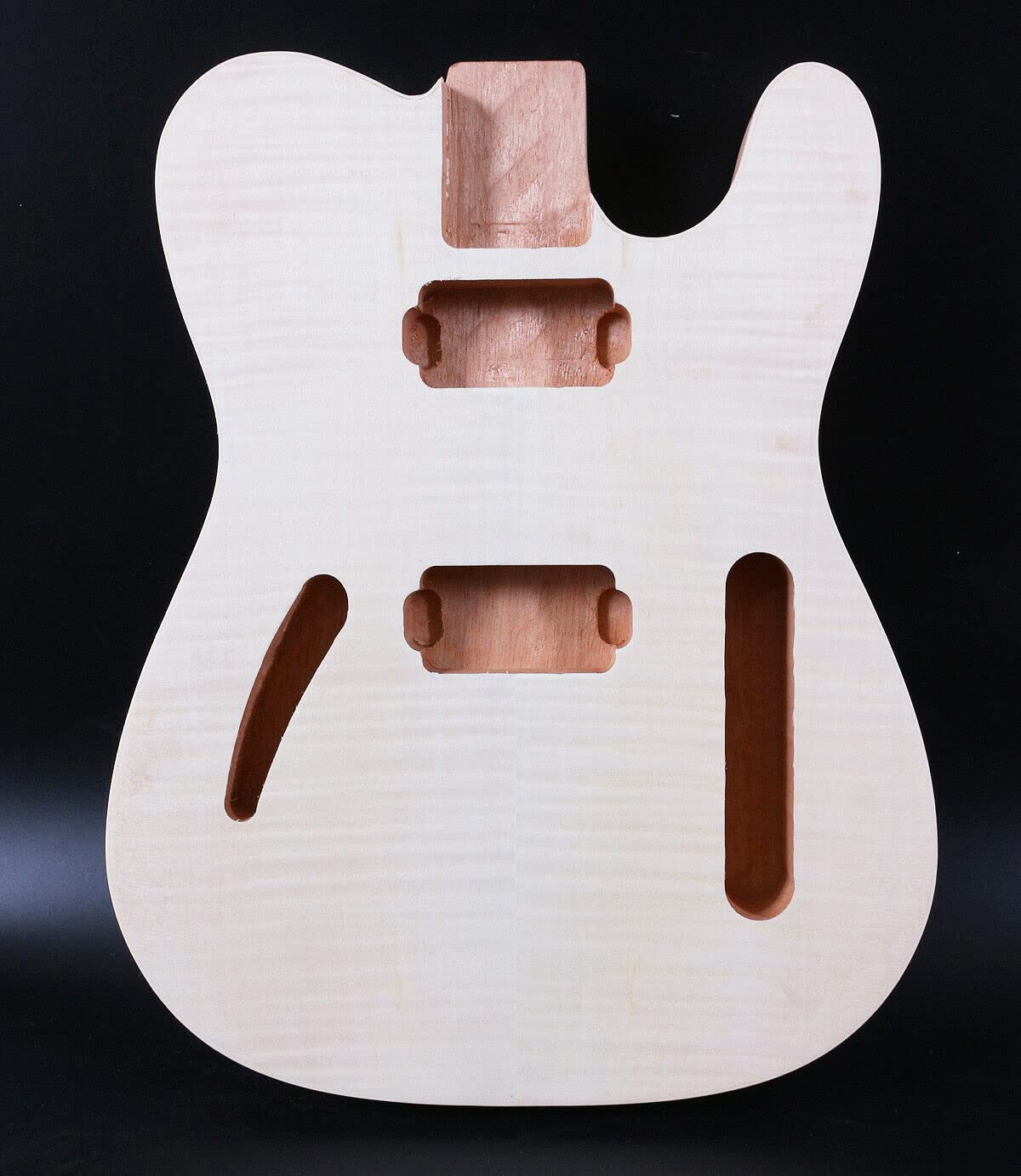 Premium Mahogany Flame Maple Veneer Electric Guitar Body Blank - Unfinished HH Pickups for Custom DIY Guitar Builds | Perfect for Rock, Blues & Metal Performances