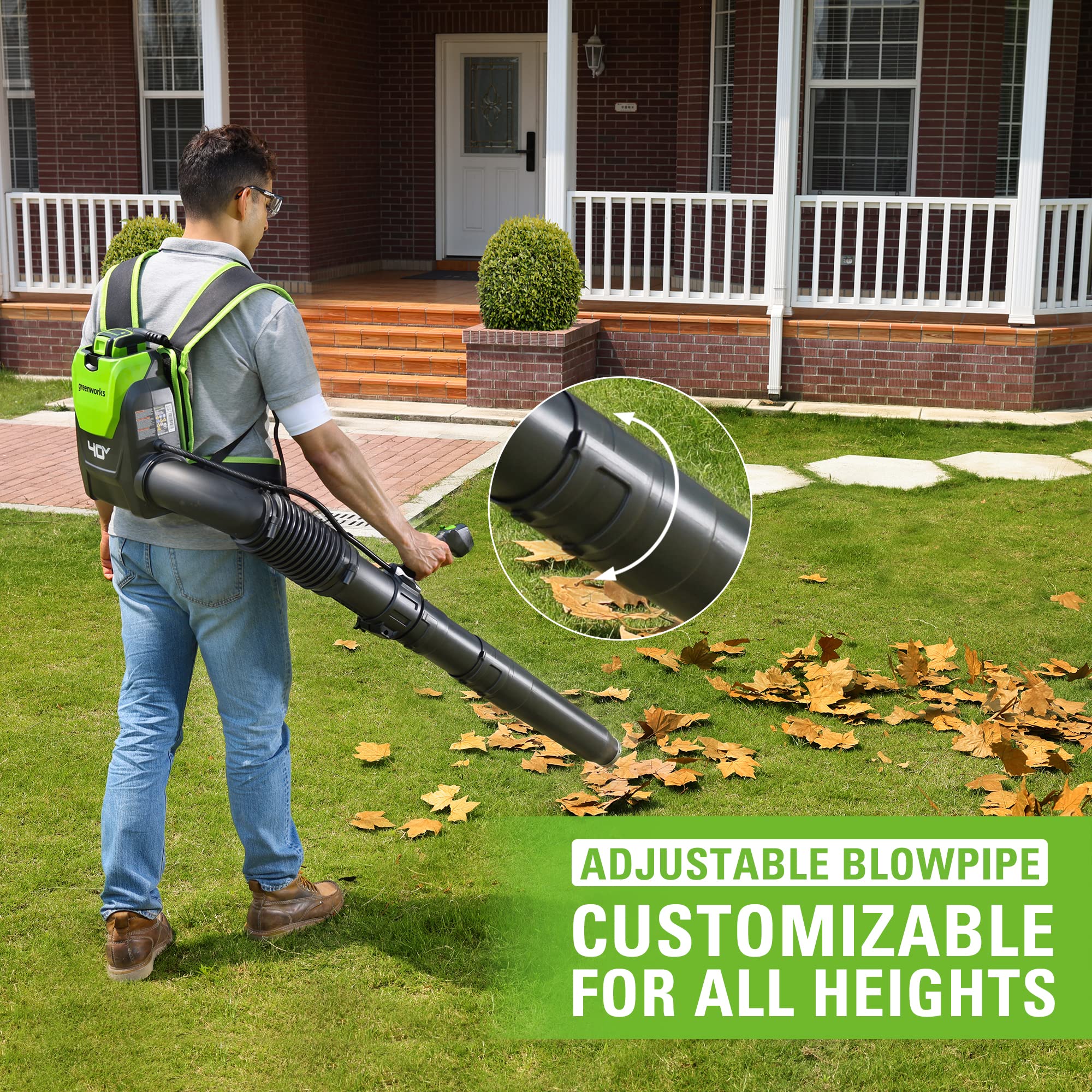 Greenworks 40V Cordless Brushless Backpack Leaf Blower - 165 MPH, 660 CFM, 8.0Ah Battery & Charger Included - Compatible with 75+ Tools - Ideal for Yard Cleaning, Leaf Removal & Landscaping