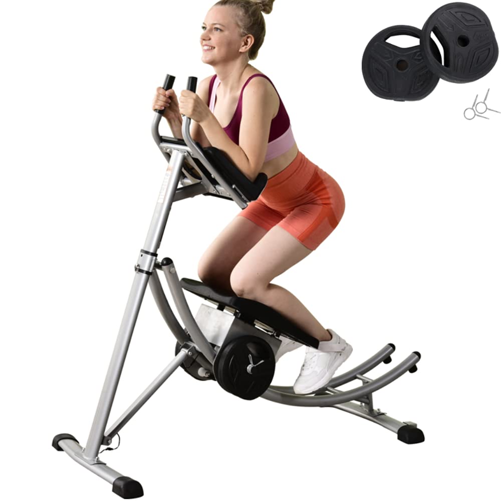 Adjustable Ab Trainer Coaster - Foldable Abdominal Exercise Equipment for Core Workouts - Home Gym Machine with Neck & Back Support (Silver) - Perfect for Home Fitness, Office Workouts & Travel Exercise
