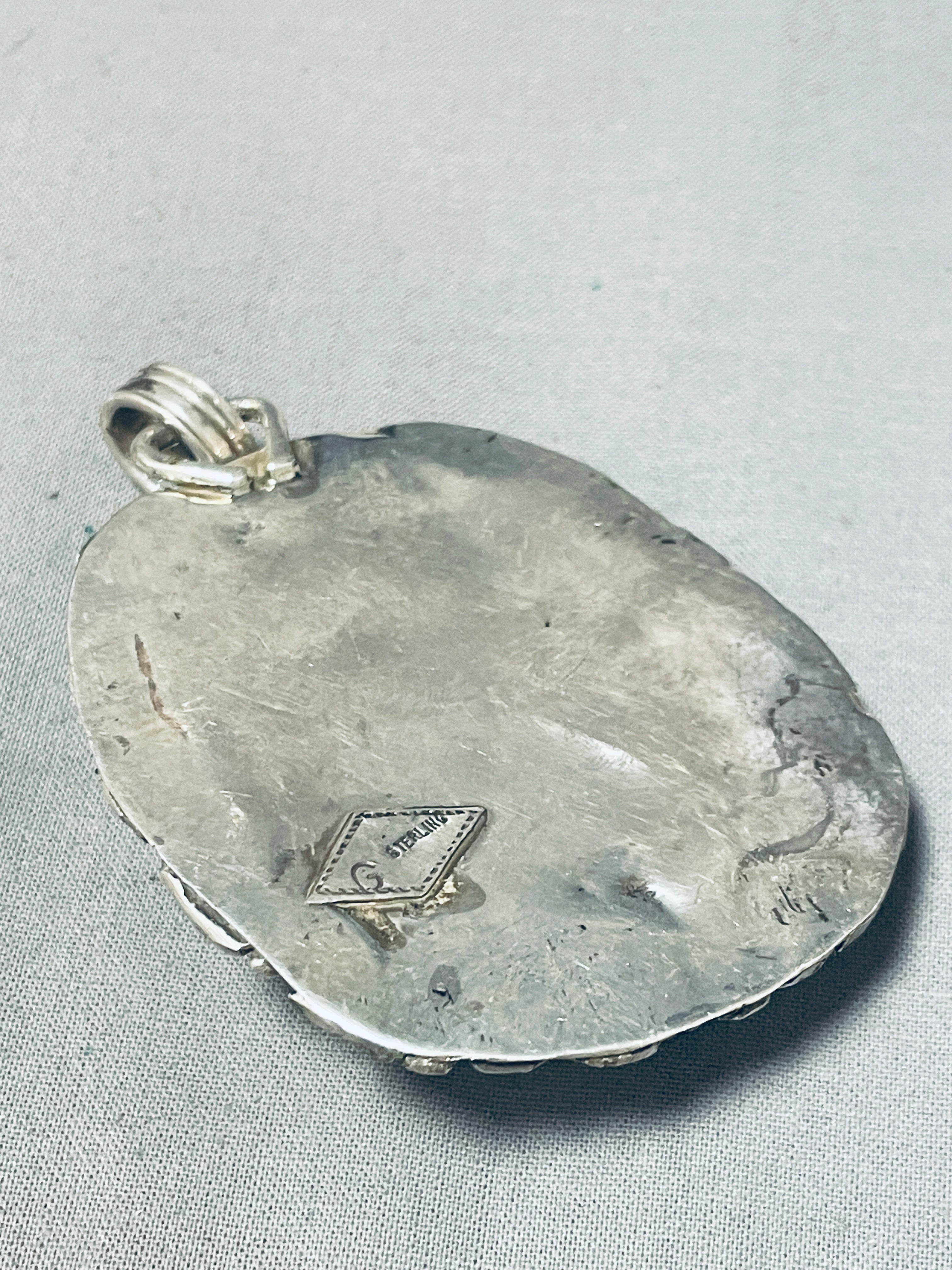 Vintage Francisco Gomez Chief Turquoise Sterling Silver Pendant Necklace - Handmade Native American Jewelry for Women & Men - Perfect for Boho, Western & Southwest Fashion