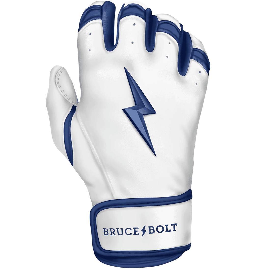 Bruce Bolt Premium Pro Chrome Series Short Cuff Batting Gloves for Baseball & Softball - Navy Blue | Durable, Comfortable & Enhanced Grip for Hitting & Fielding