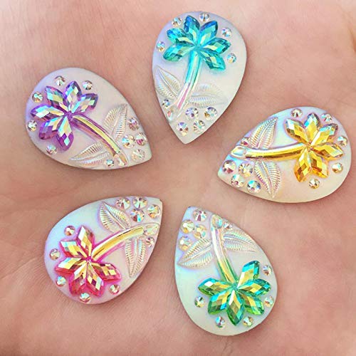 100PCS Mix AB Resin Teardrop Rhinestones - 18x25mm Christmas Tree Flat Back Gems for Scrapbooking, Wedding Decor, DIY Crafts & Holiday Ornaments - Perfect for Card Making, Jewelry Design, and Home Decoration