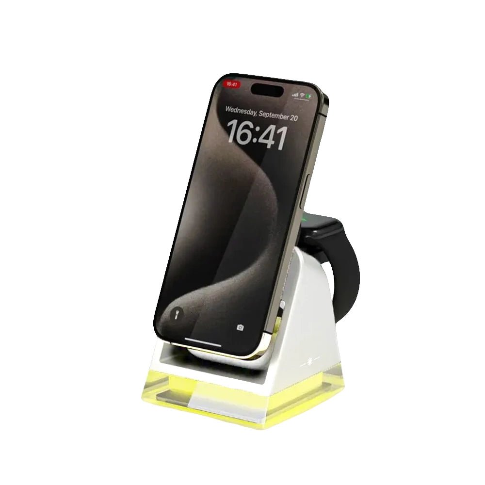 PowerTrio Plus 3-in-1 Magnetic Wireless Charging Station for iPhone 14/13/12 - Fast Charging Stand for iPhone, AirPods & Apple Watch - Perfect for Home, Office & Nightstand Use