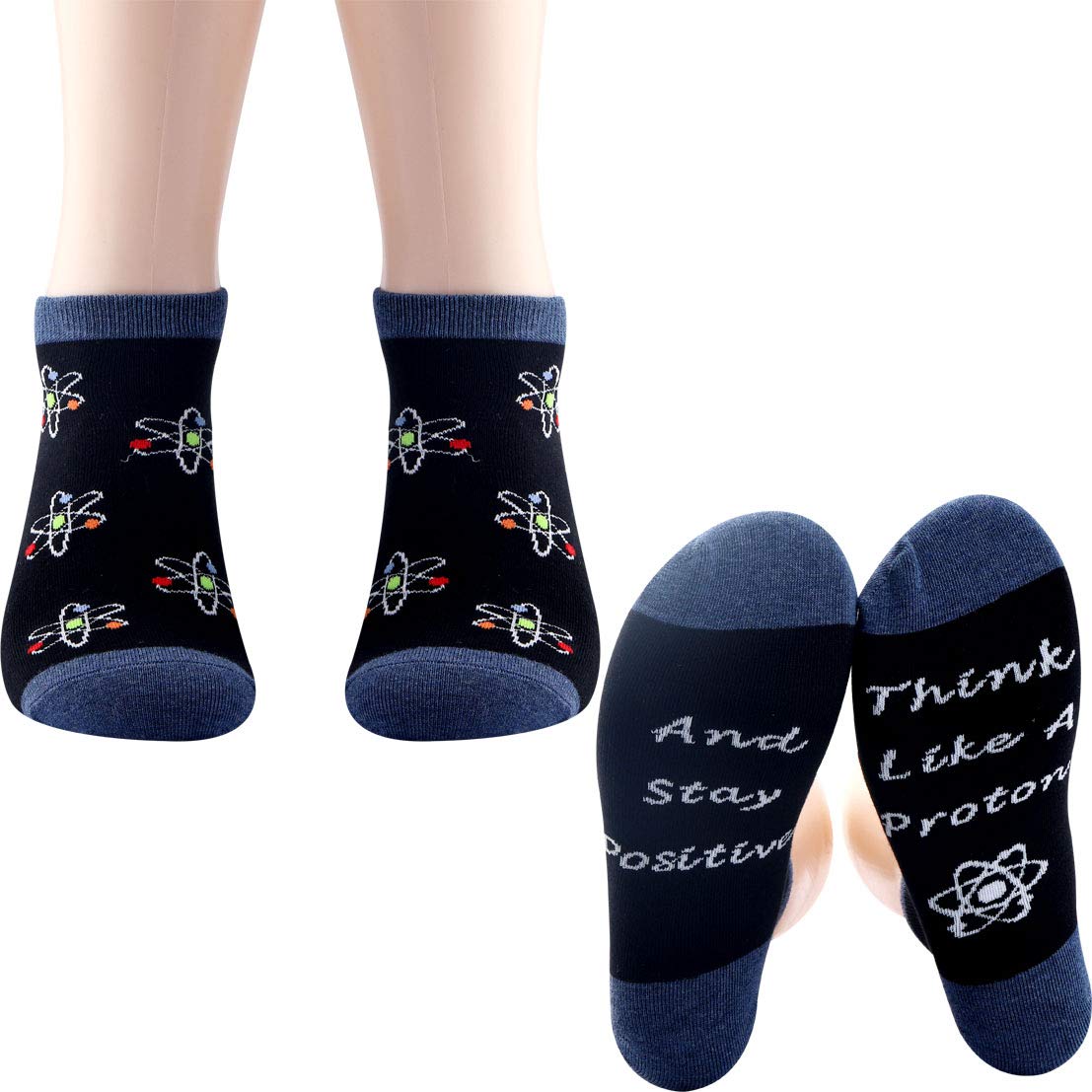 PXTIDY Funny Science Socks - Think Like A Proton Stay Positive Socks for Men & Women - Perfect Gift for Scientists, Chemists & Science Lovers - Great for Work, School & Lab Days