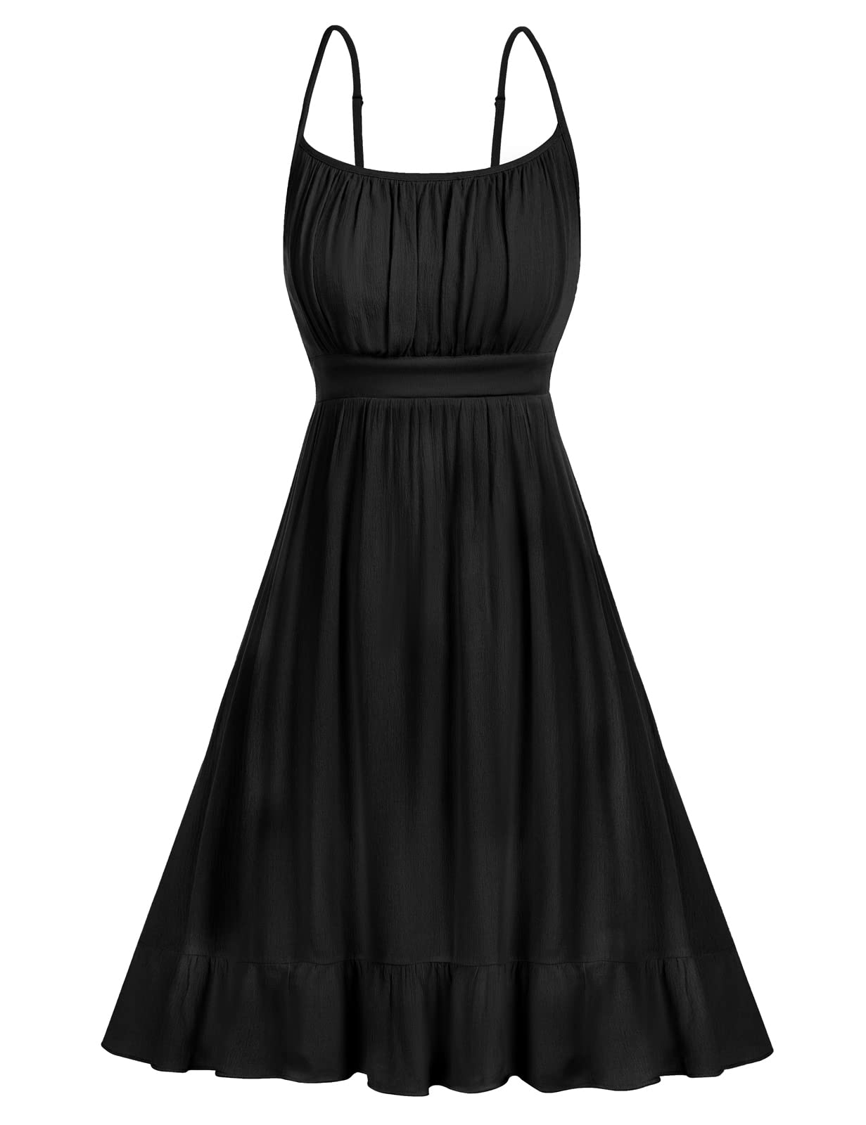 GRACE KARIN Women's Floral Print Spaghetti Strap Ruffle Hem Pleated Midi Dress - Boho Chic Summer Beach Dress for Casual Wear, Vacation & Outdoor Parties