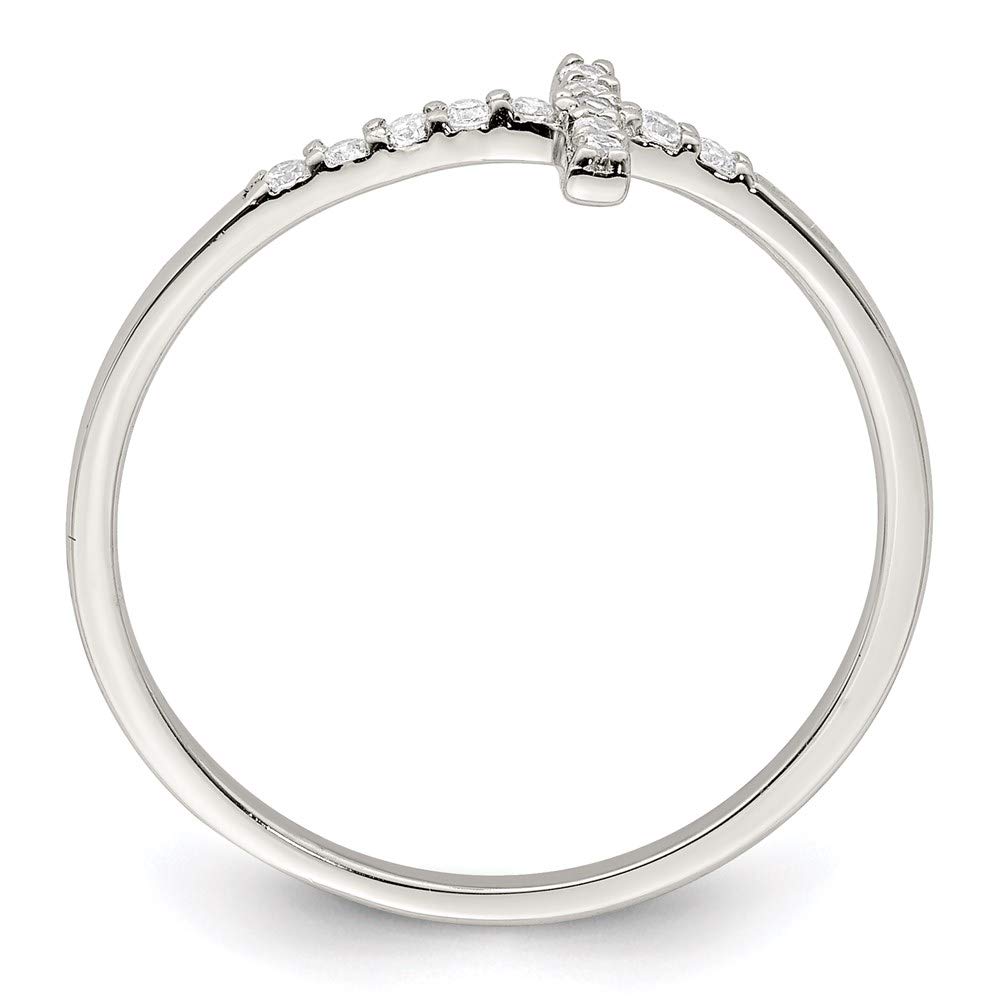 925 Sterling Silver Cubic Zirconia Sideways Cross Ring for Women - Elegant Religious Jewelry Gift for Her - Perfect for Church, Weddings & Everyday Wear