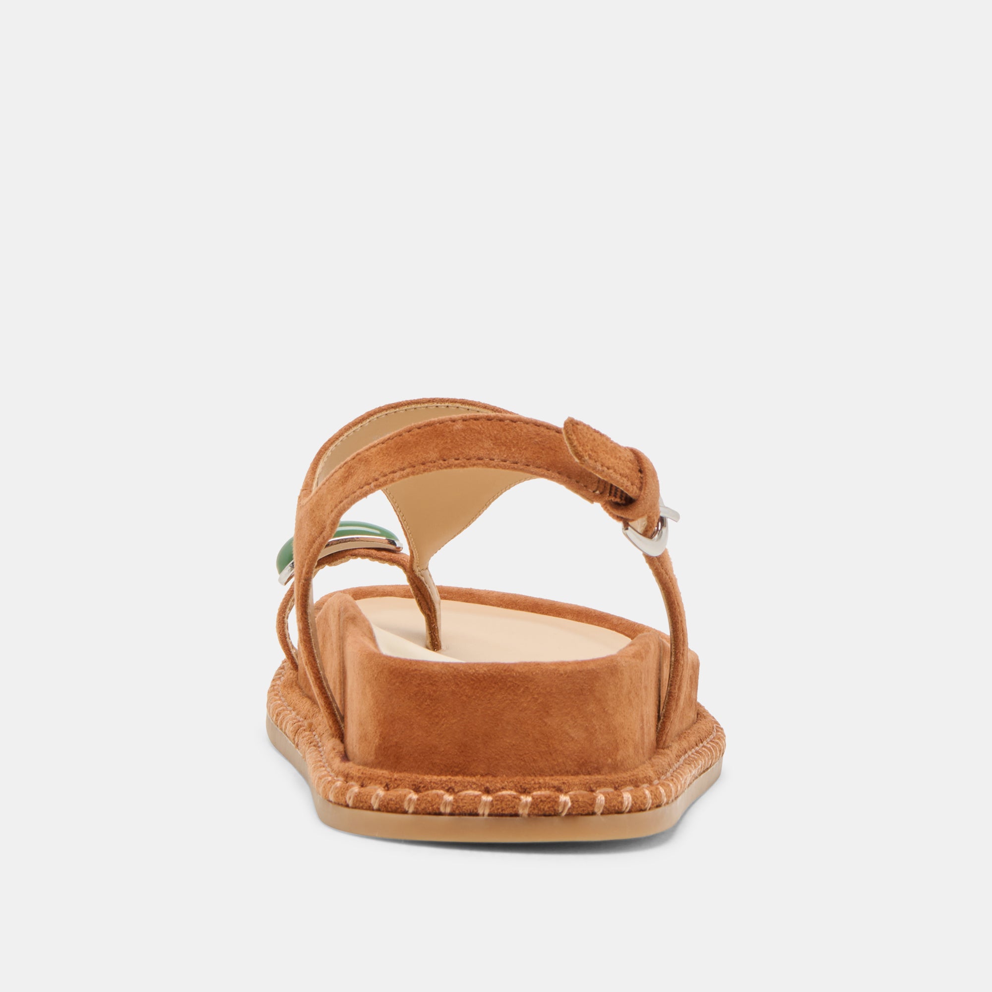 Stefan Women's Gemstone Embellished Sandals in Caramel Suede - Comfortable & Stylish for Summer Outfits, Beach Vacations & Casual Wear