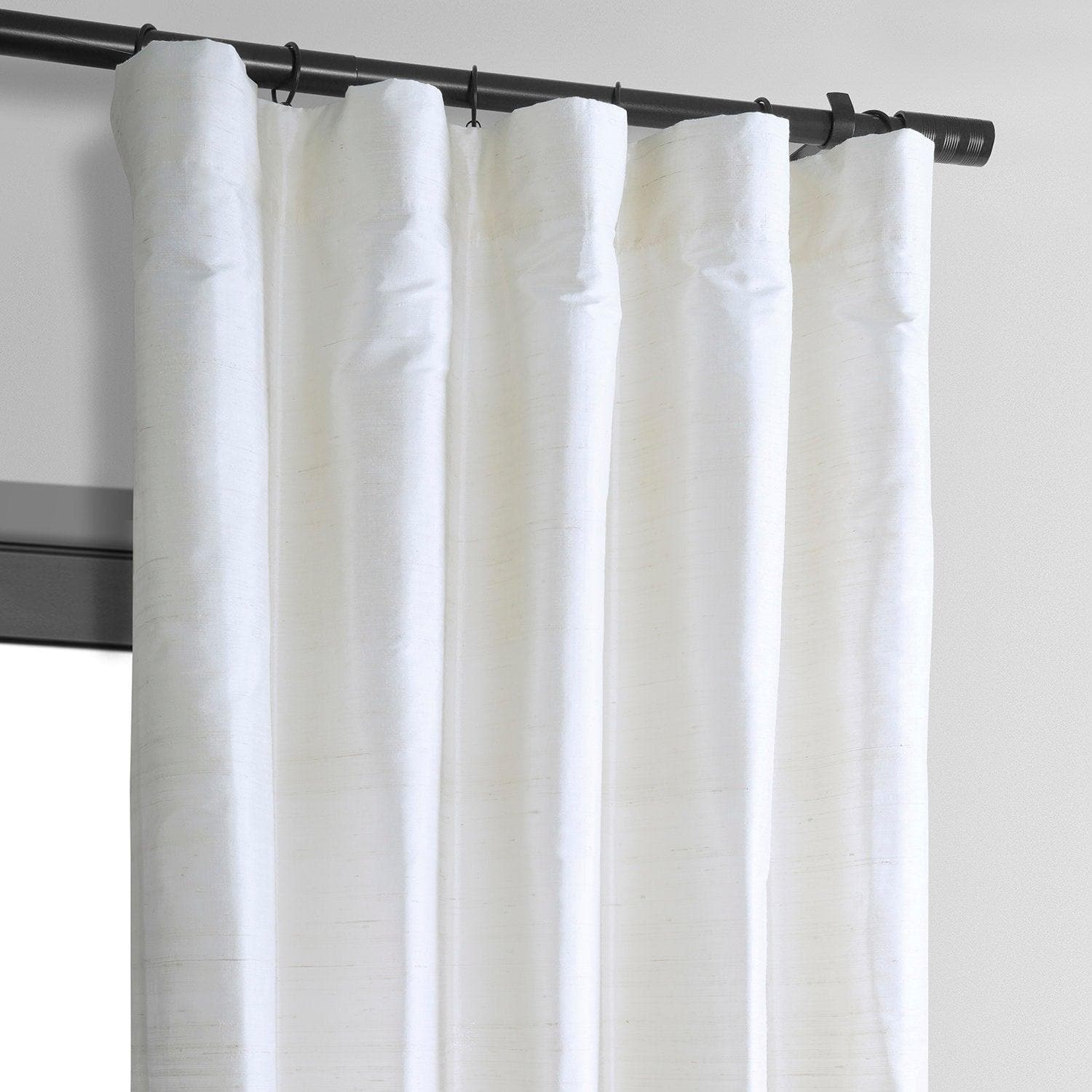 Lily White Textured Dupioni Silk Blackout Curtains for Bedroom & Living Room - Elegant Light Blocking Window Drapes for Home Decor