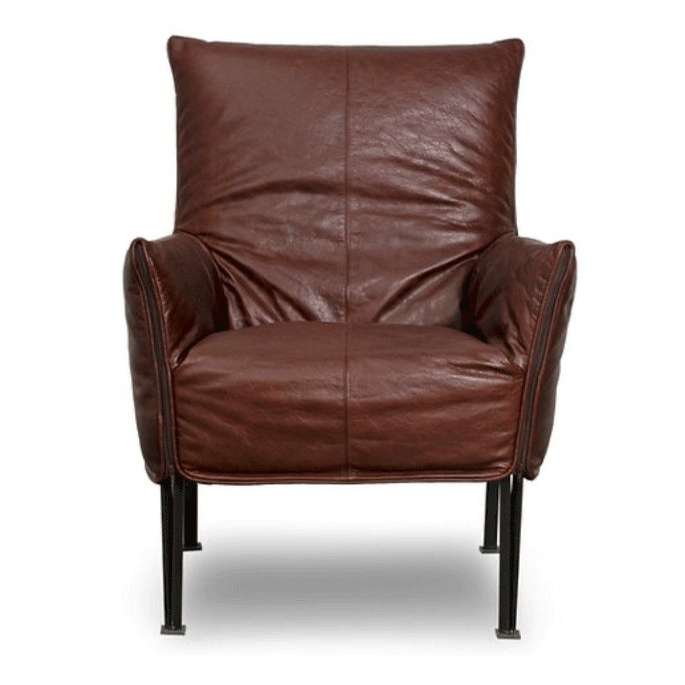 Premium Hugo Steel Chair in Genuine Tasman New Zealand Leather - Handcrafted in NZ - Modern Office & Dining Room Furniture for Home & Workspace