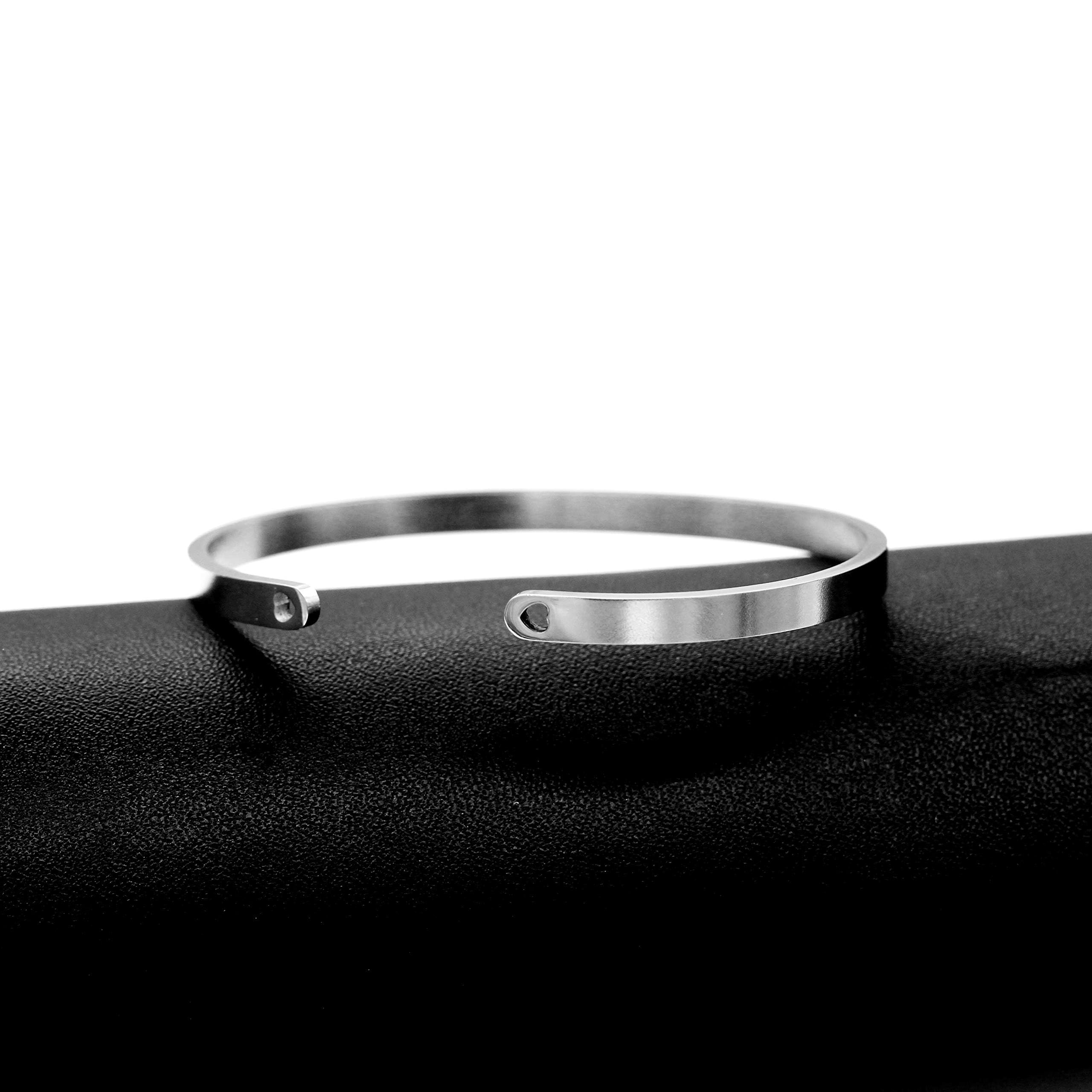 Uloveido Personalized Stainless Steel Motivational Bracelet for Women - Engraved Initial Mantra Cuff Bangle Y460 | Inspirational Jewelry Gift for Her, Daily Wear & Special Occasions