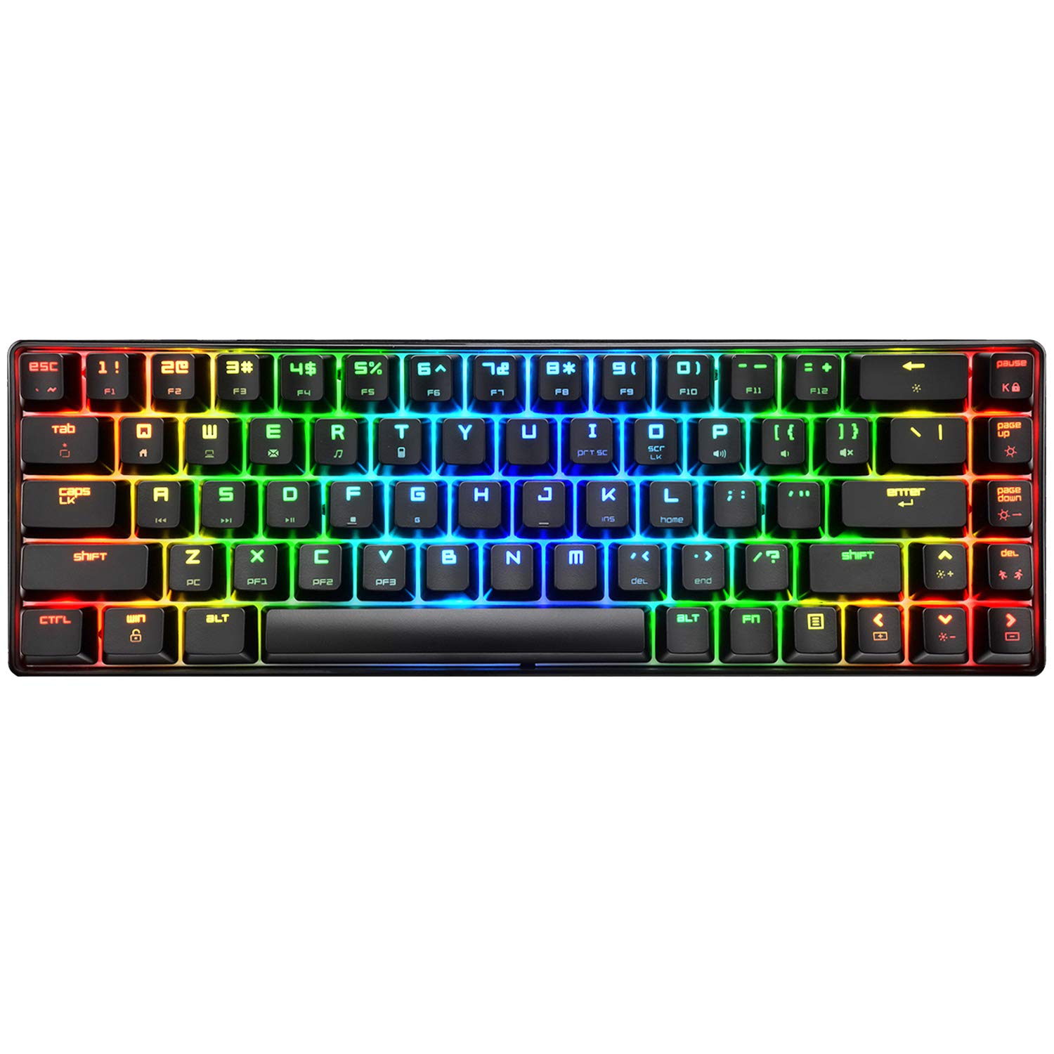 Mechanical Gaming Keyboard with 18 RGB Backlit Modes, Blue Switches & 68 Keys - Anti-Ghosting Wired Keyboard for PC/Mac (Black) - Perfect for Gamers, Typists & Office Work