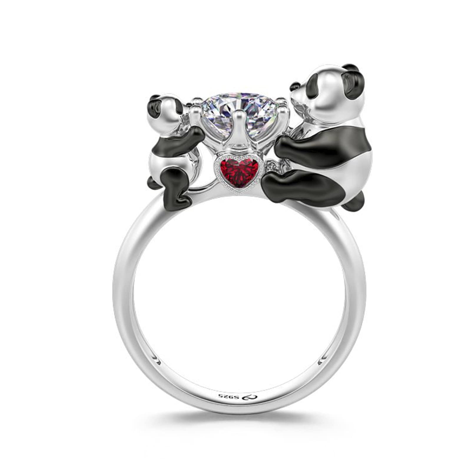 Jeulia Sterling Silver Hug Me Animal Round Cut Ring for Women - Mother's Band Ring for Wife, Daughter, Mom - Perfect for Engagement, Wedding, Anniversary, Christmas & Mother's Day Gift with Jewelry Box - Ideal for Everyday Wear, Date Nights & Special Occasions
