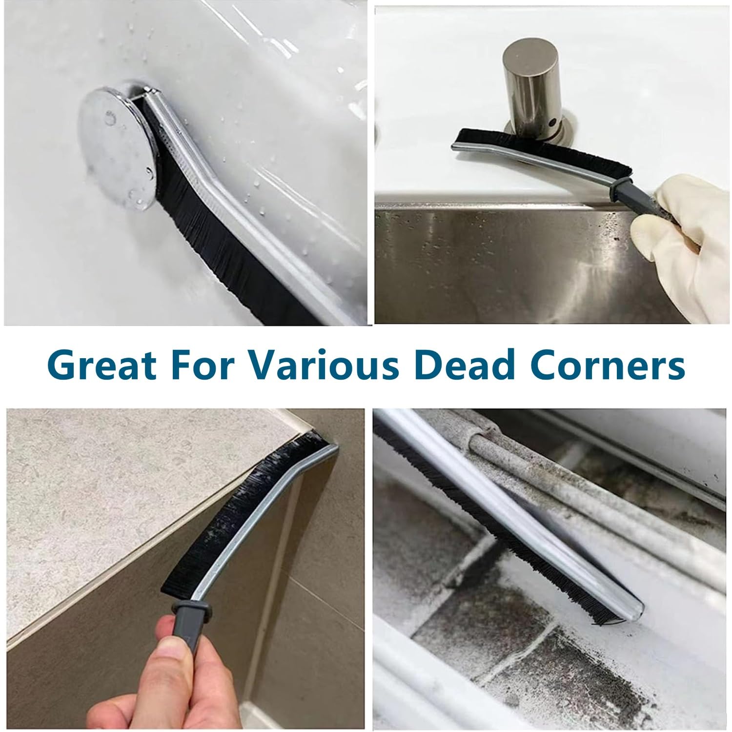 5Pcs Bathroom Crevice Cleaning Brush Set - Multi-Purpose Gap & Groove Cleaner for Windows, Tiles, Dead Corners - Durable Black Cleaning Brushes for Home & Kitchen Use