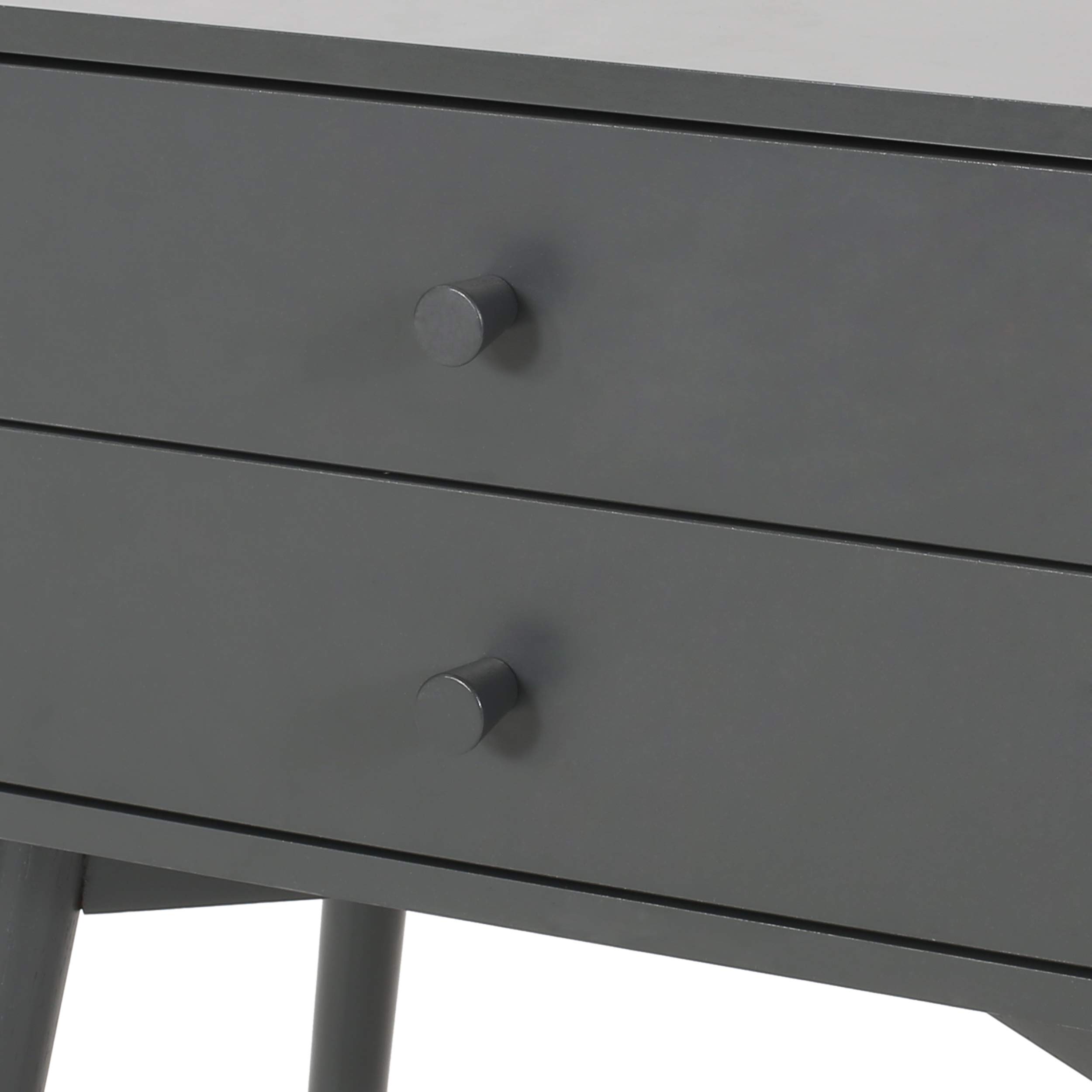 Verna Mid-Century Modern Side Table - Dark Gray Wood Nightstand for Living Room, Bedroom & Office | Compact End Table with Sturdy Metal Legs | Perfect for Small Spaces, Reading Nook & Coffee Table Companion