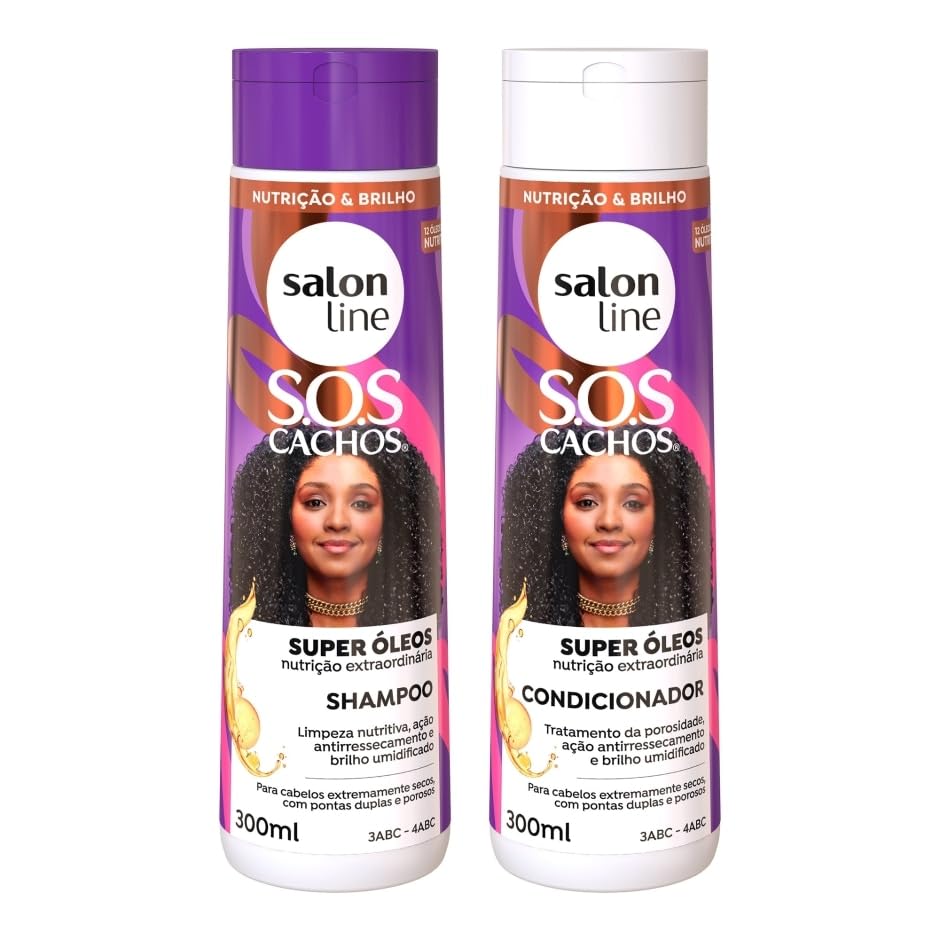 Salon Line SOS Curls Super Oils Shampoo & Conditioner Set (2 x 10.14 Fl Oz) - Hydrating Hair Care for Curly & Frizzy Hair - Perfect for Daily Use & Salon-Quality Results at Home