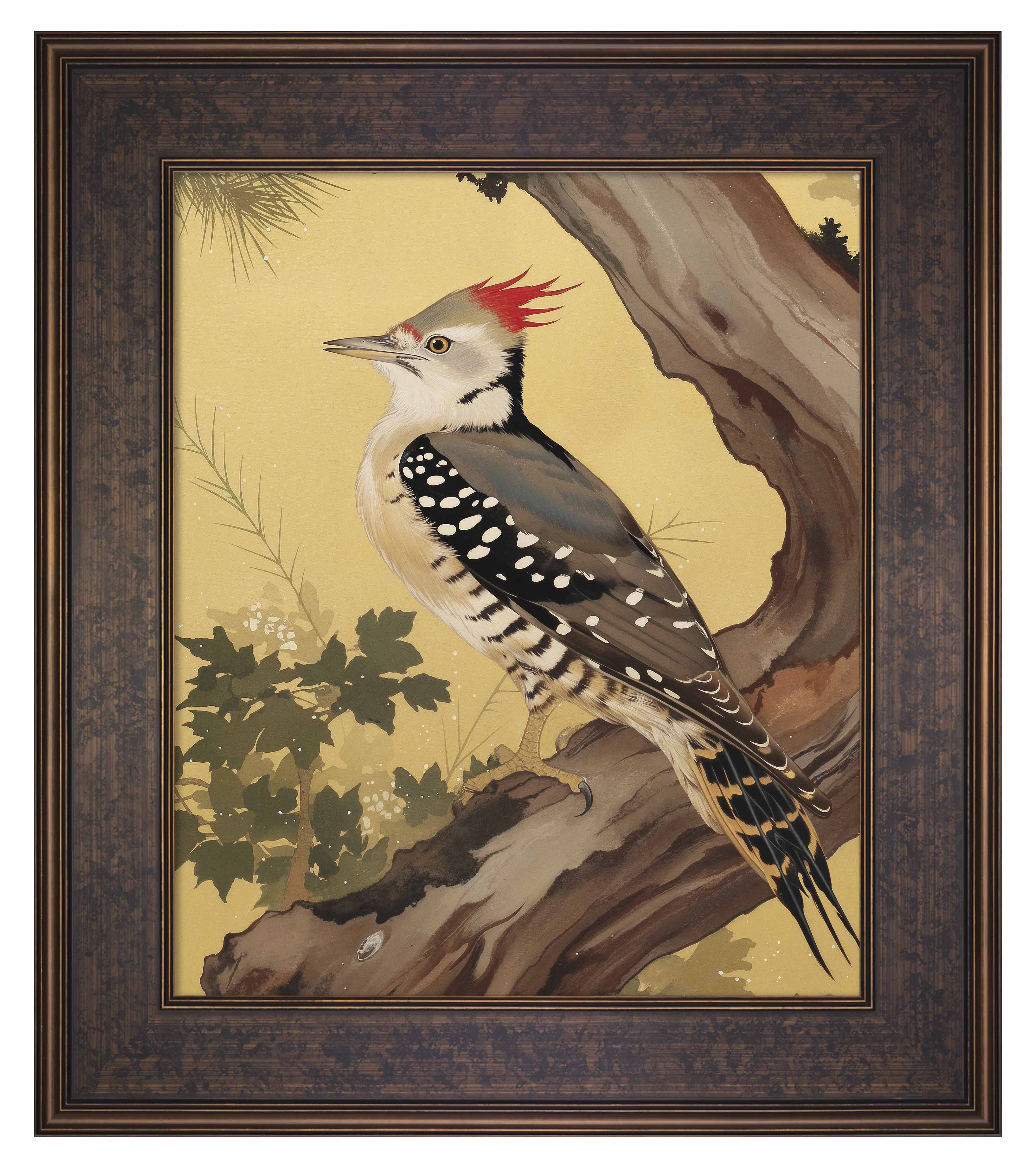 Echoes of the Forest - Woodpecker in Pine Haven Limited Edition Canvas Wall Art - Nature Inspired Home Decor for Living Room, Bedroom & Office