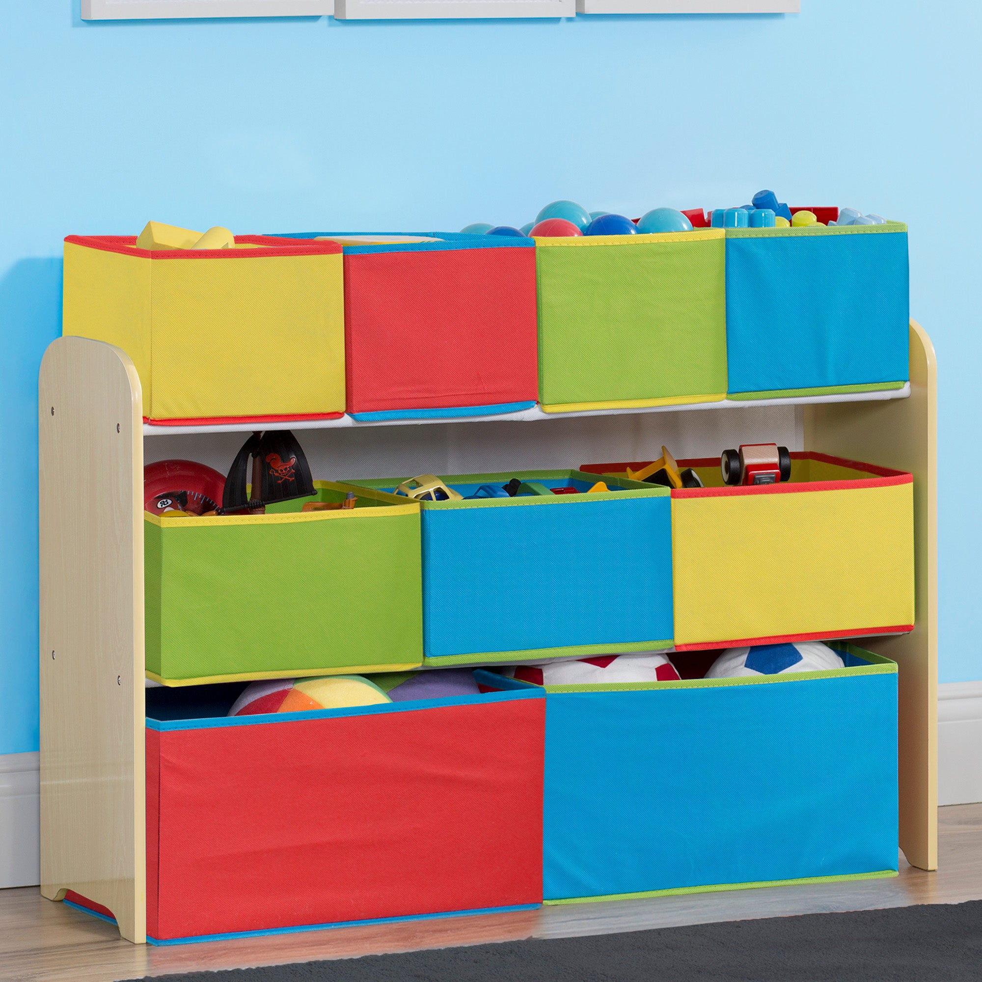 Deluxe Multi Bin Toy Organizer with Storage Bins - Kids Room Organization Solution for Toys, Books & Crafts - Perfect for Playrooms, Daycares & Home Storage
