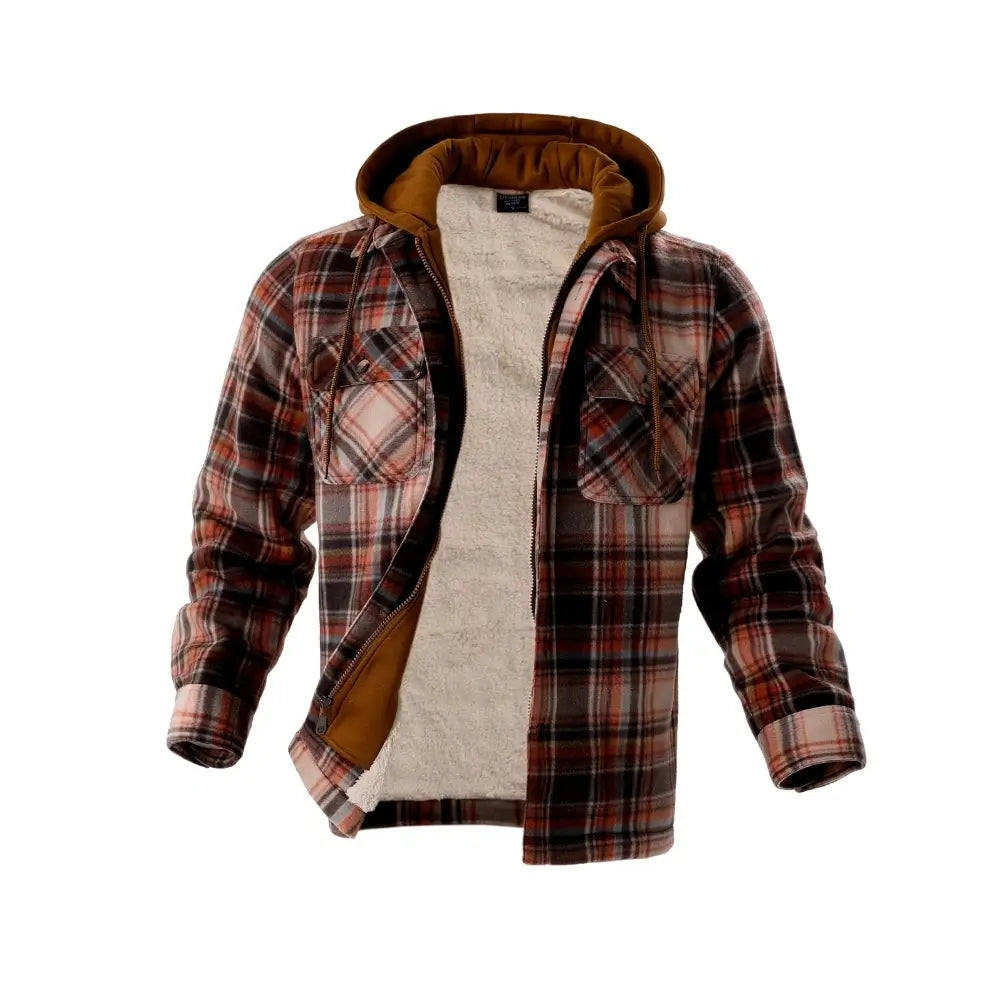 Men's Warm Plaid Berber Fleece Lined Jacket - Winter Outdoor Casual Coat for Hiking, Camping & Daily Wear