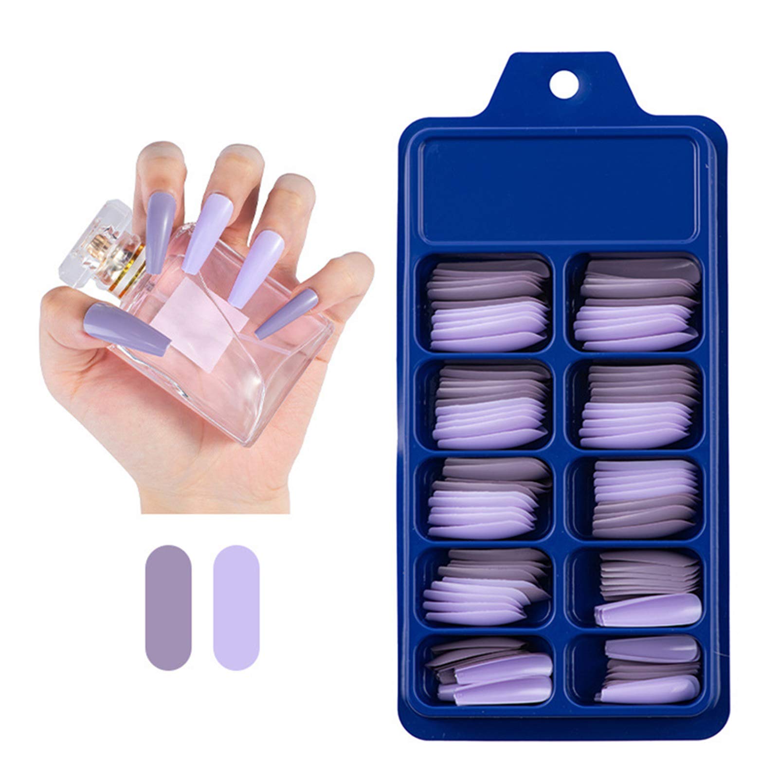 100 Pcs/Box Full Cover Long Press Coffin False Nails - Matte Ballerina Artificial Nail Tips in Pure Colors for Salon, Party & Everyday Wear