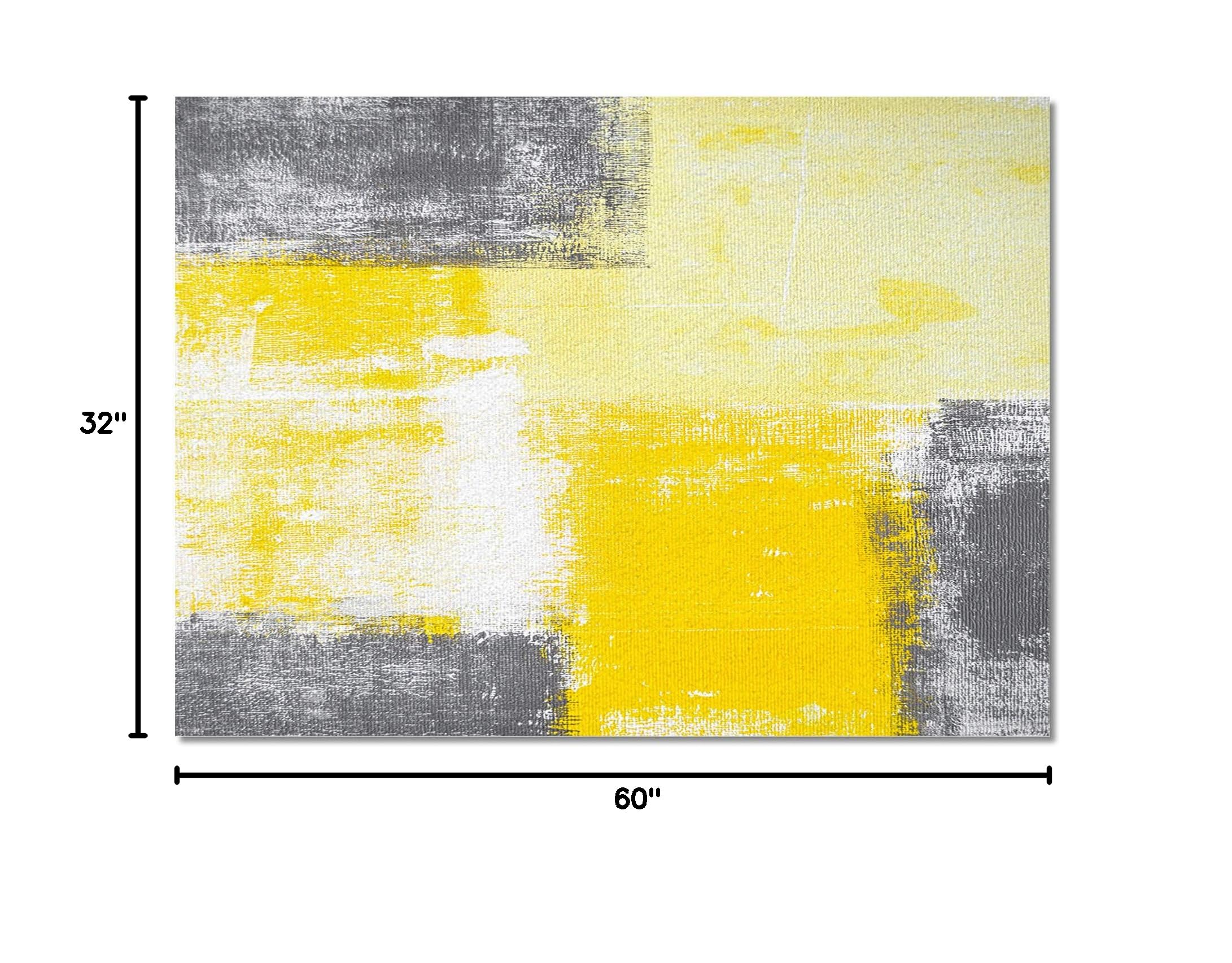 Modern Abstract Gray & Yellow Shag Area Rug 2'8