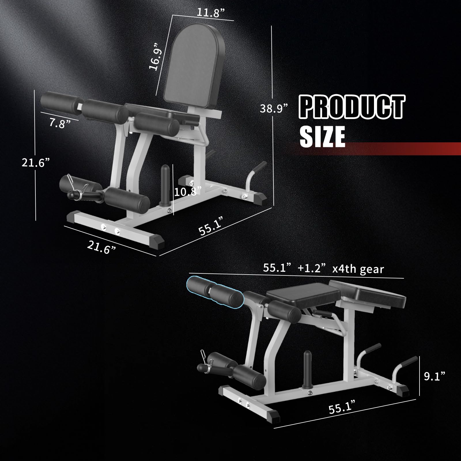 2-in-1 Adjustable Leg Extension and Curl Machine for Home Gym - 660lbs Weight Capacity - Smooth Transition Between Exercises - Perfect for Leg Workouts and Strength Training
